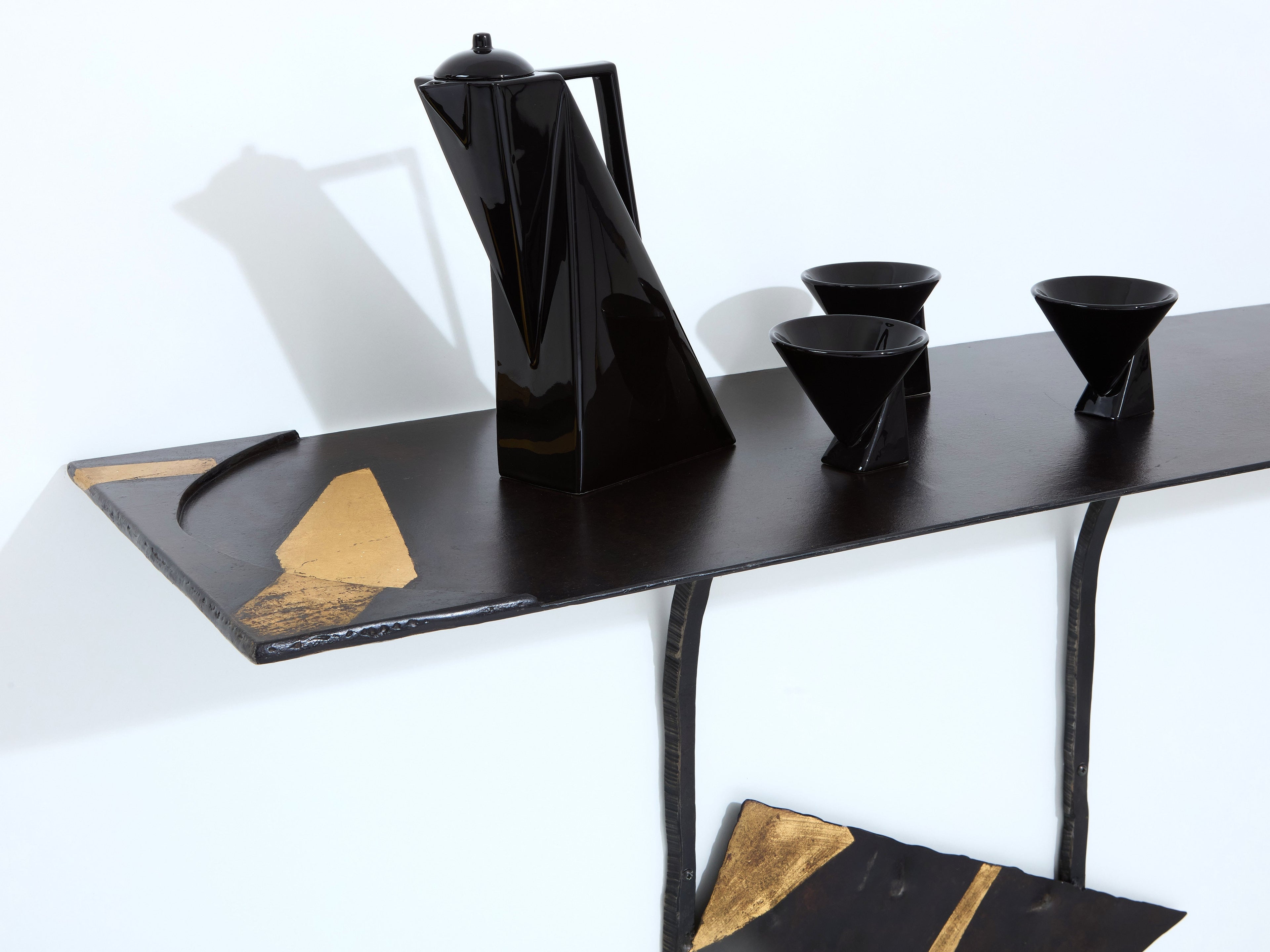 Jean-Jacques Argueyrolles brutalist console tables wrought iron 1990
