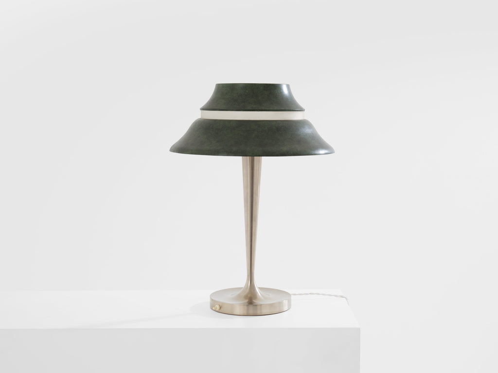 Jean Perzel table lamp nickel and patinated metal 1940s