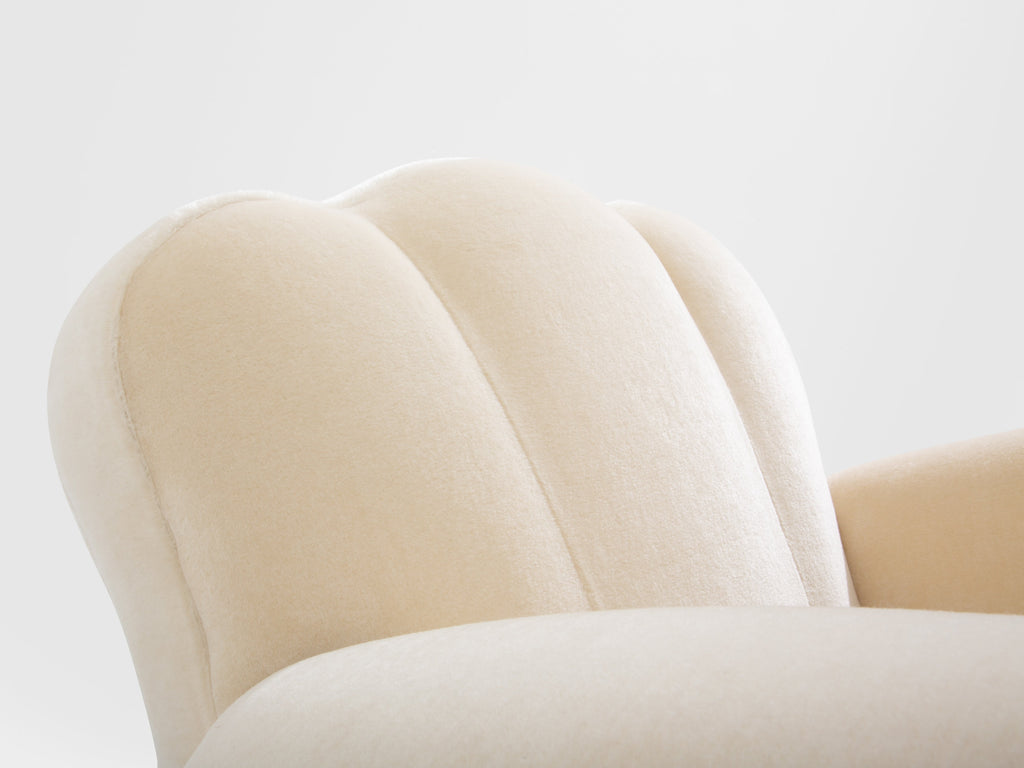Jules Leleu pair of club armchairs white mohair velvet 1940s