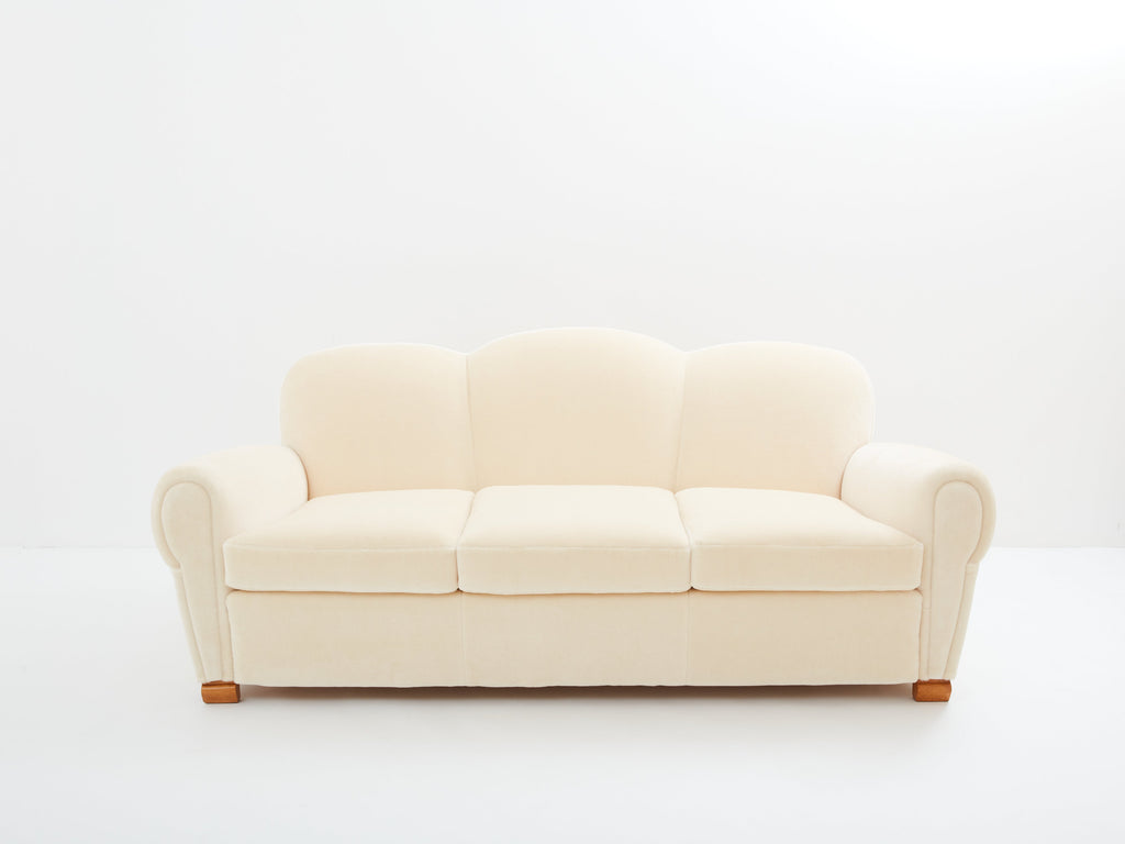 Jules Leleu three seater sofa mohair velvet 1940s