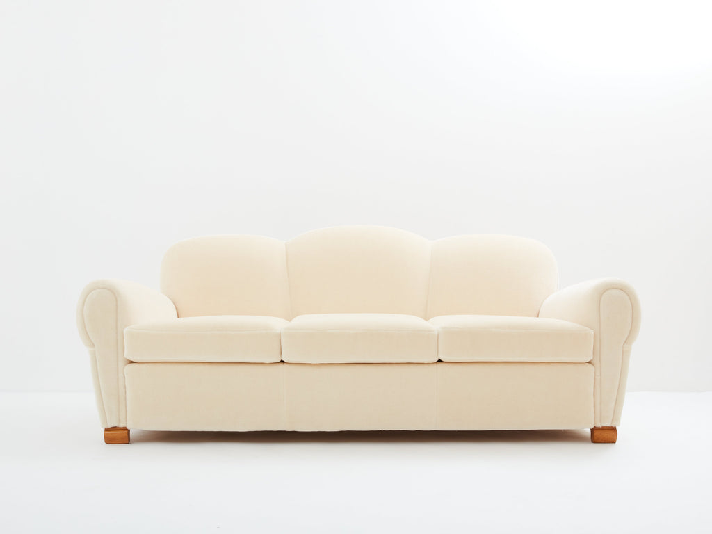 Jules Leleu three seater sofa mohair velvet 1940s