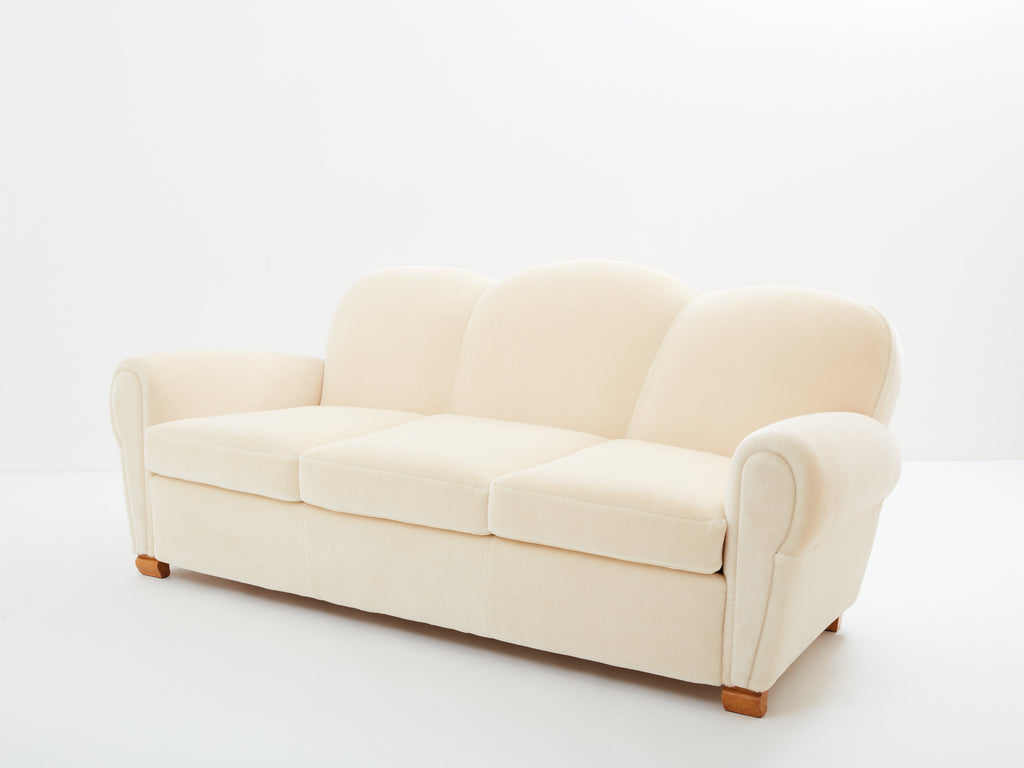 Jules Leleu three seater sofa mohair velvet 1940s