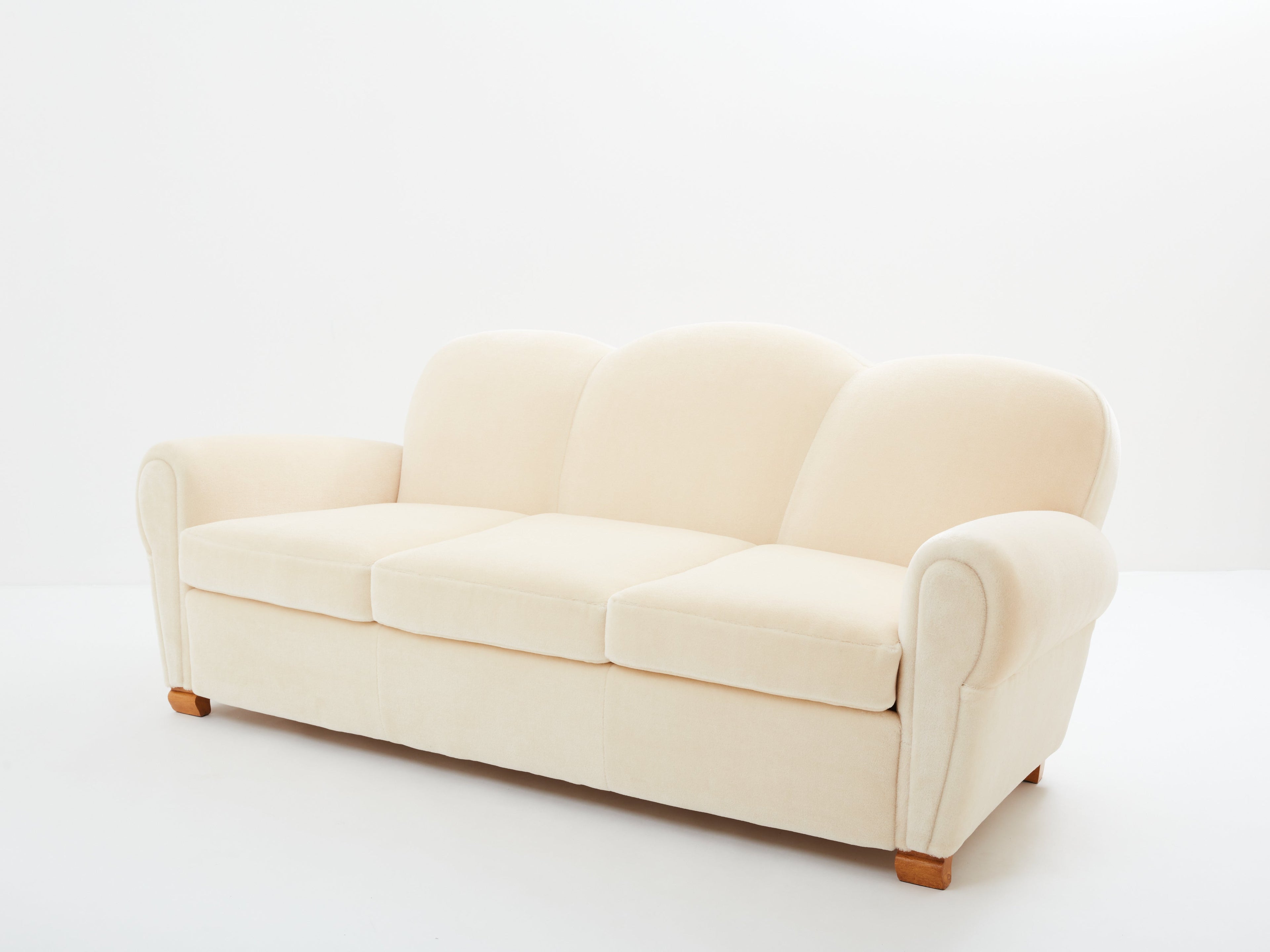 Jules Leleu three seater sofa mohair velvet 1940s