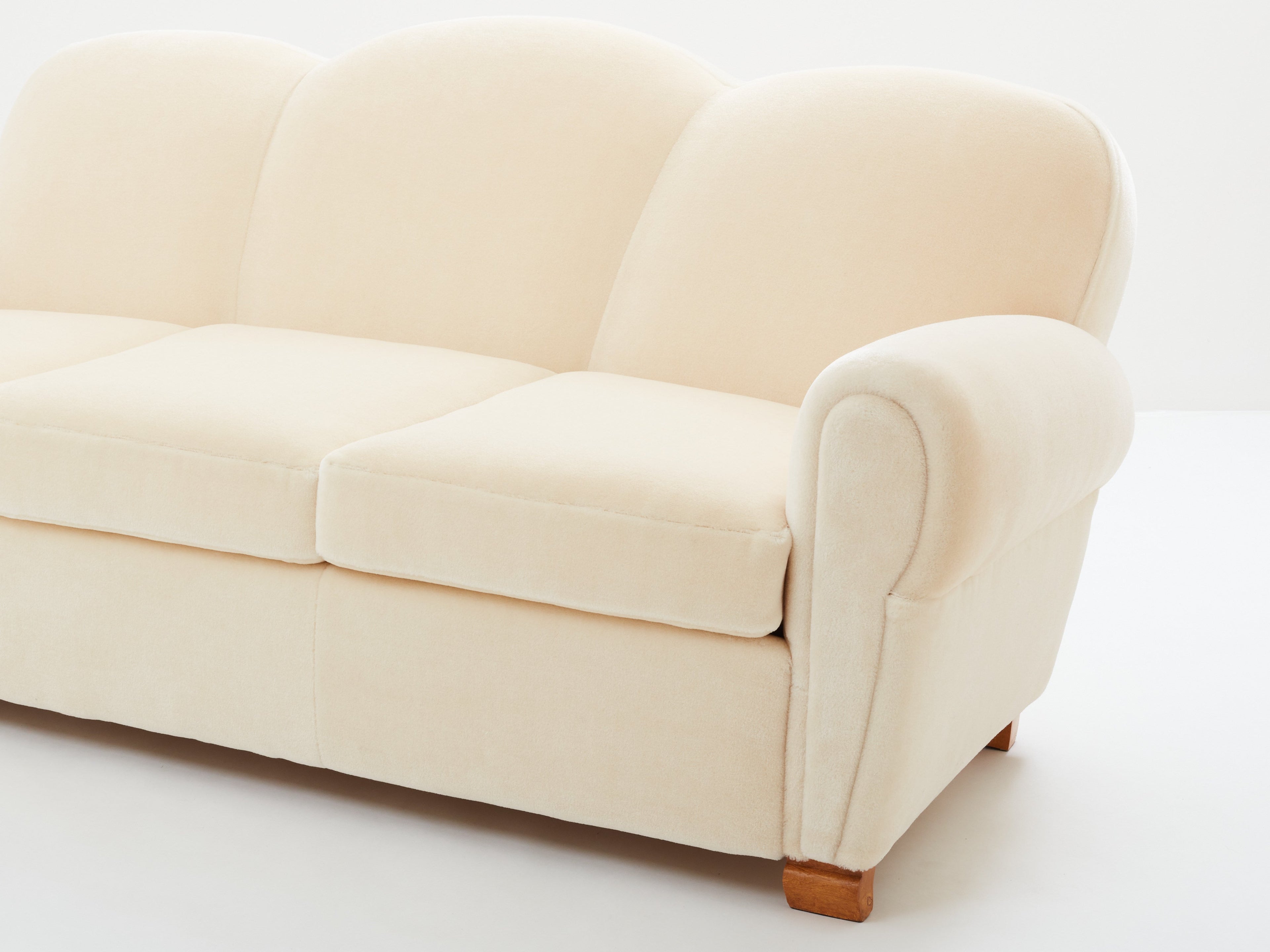Jules Leleu three seater sofa mohair velvet 1940s