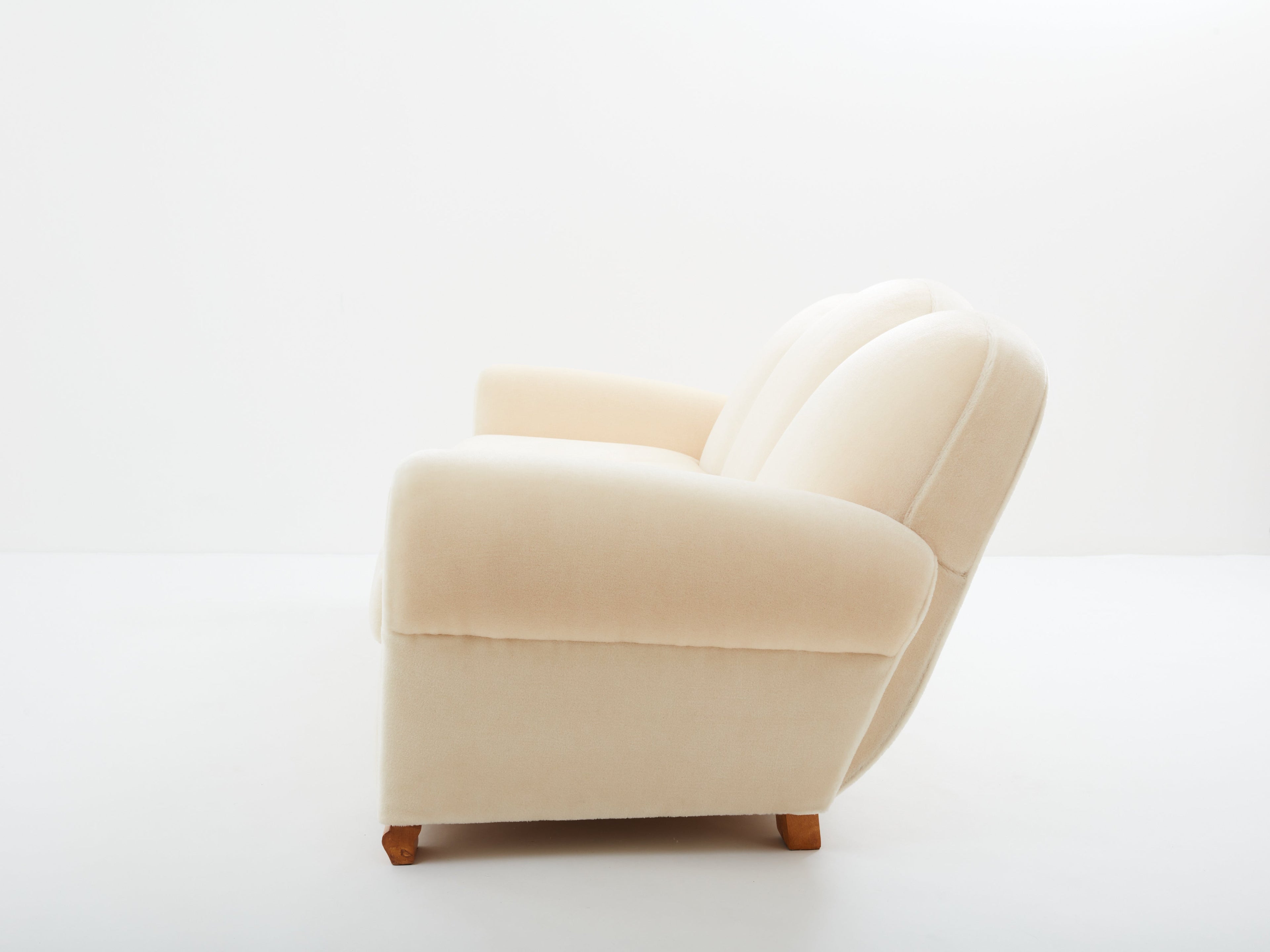 Jules Leleu three seater sofa mohair velvet 1940s