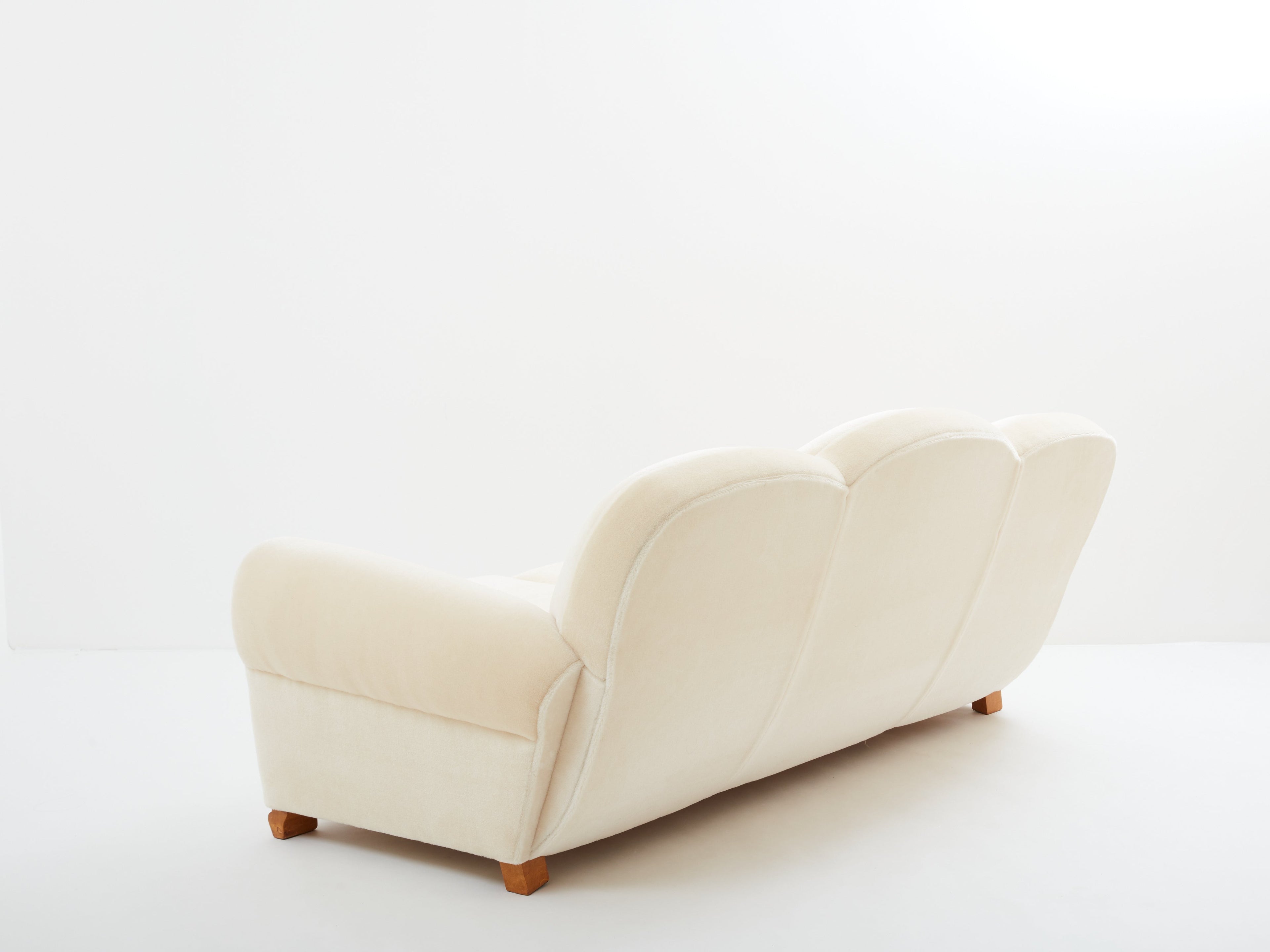 Jules Leleu three seater sofa mohair velvet 1940s