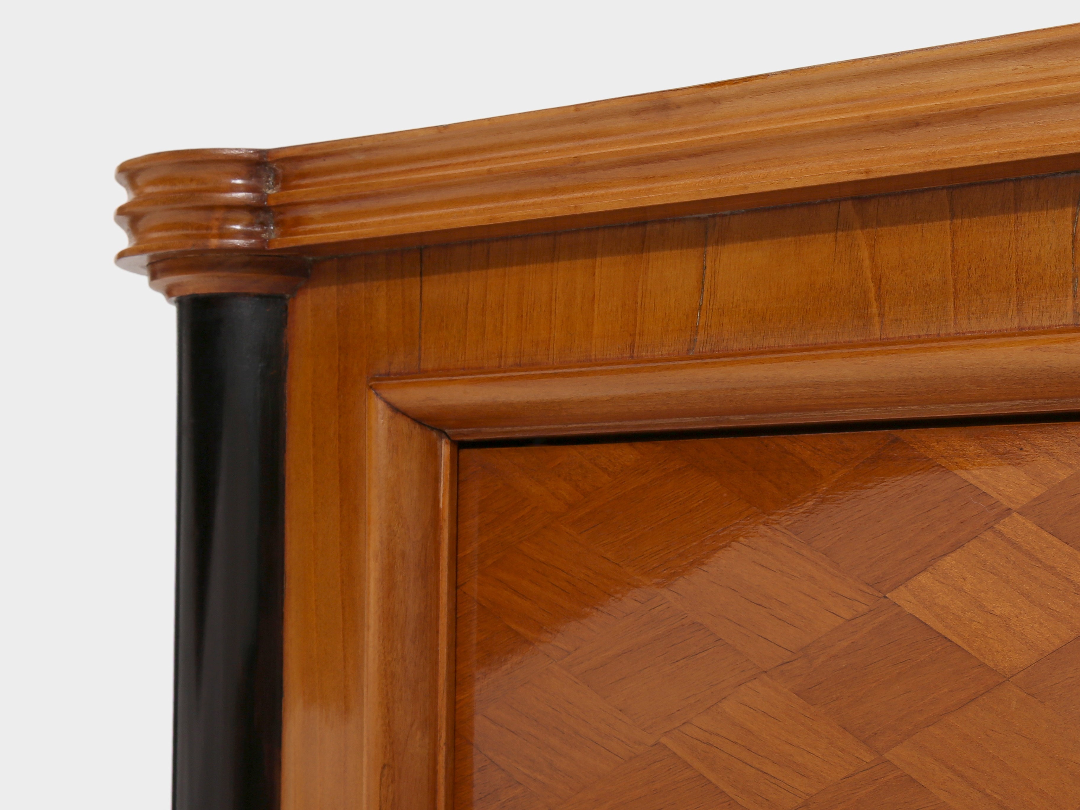 Jules Leleu two doors cabinet cherry wood marquetry bronze 1940