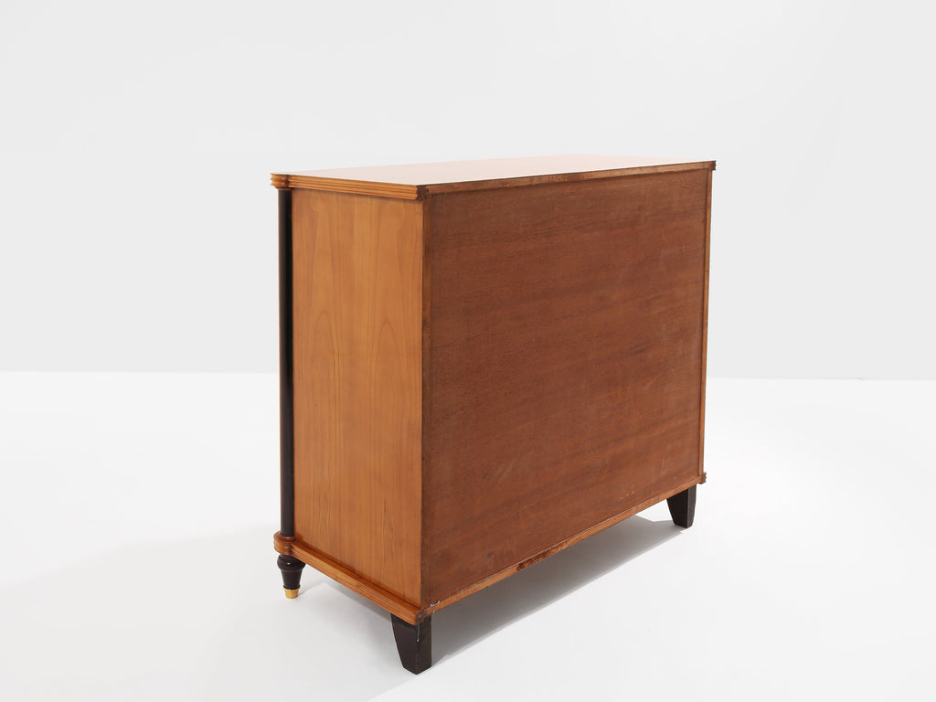 Jules Leleu two doors cabinet cherry wood marquetry bronze 1940