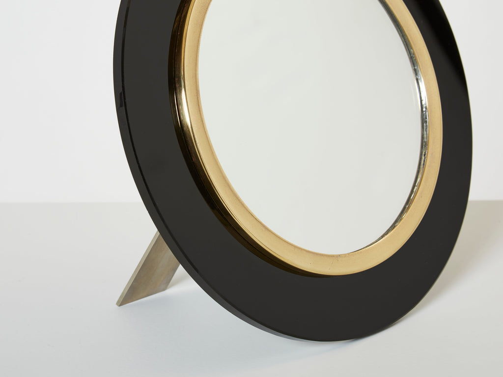 La Maison Desny Art Deco brass opaline glass table vanity mirror 1930s