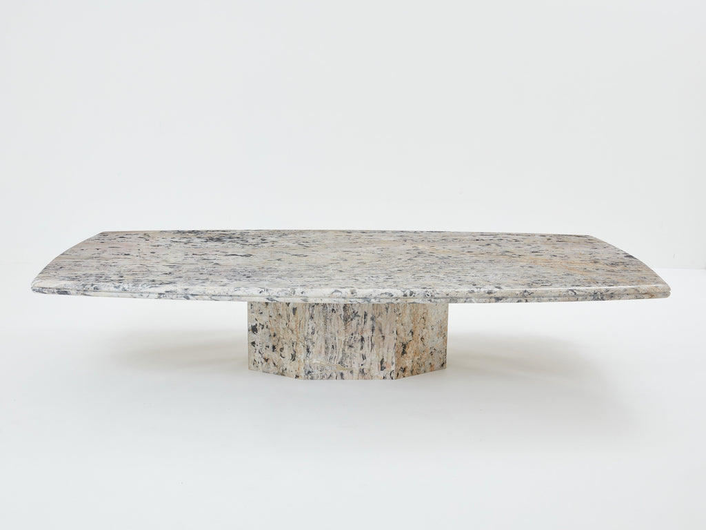 Large coffee table Greige Sicilian marble 1970s