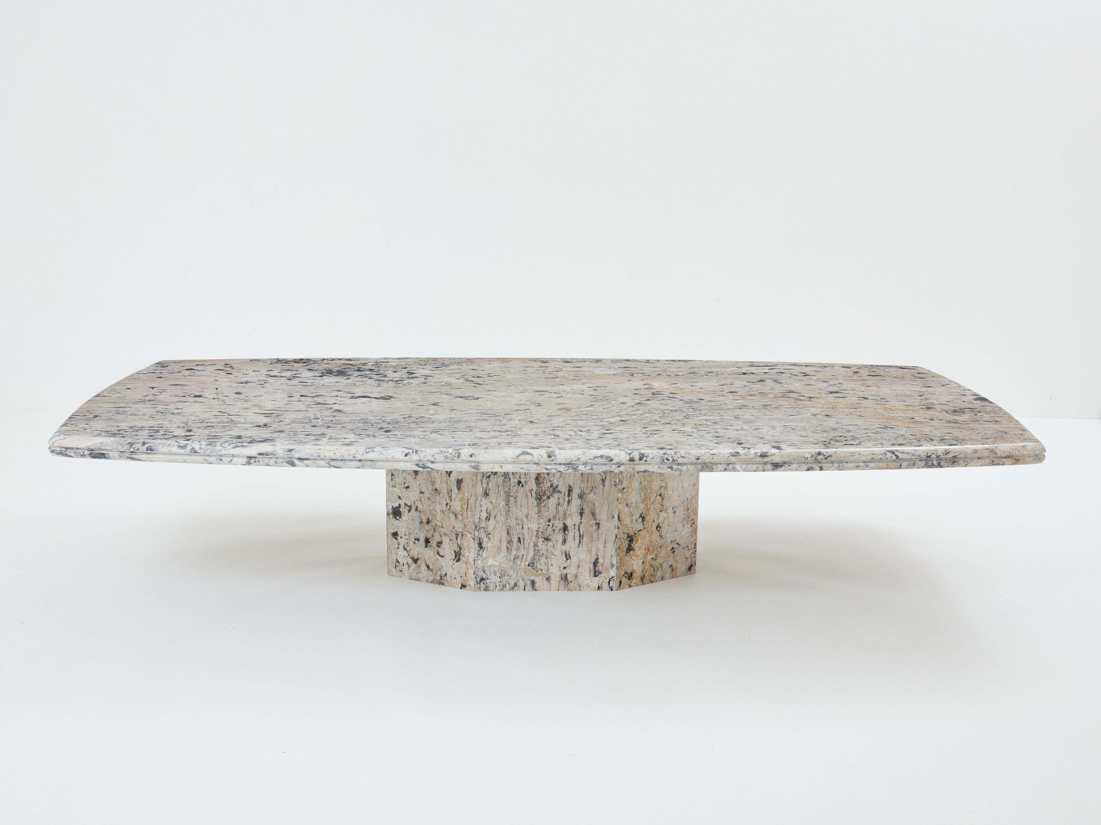 Large coffee table Greige Sicilian marble 1970s