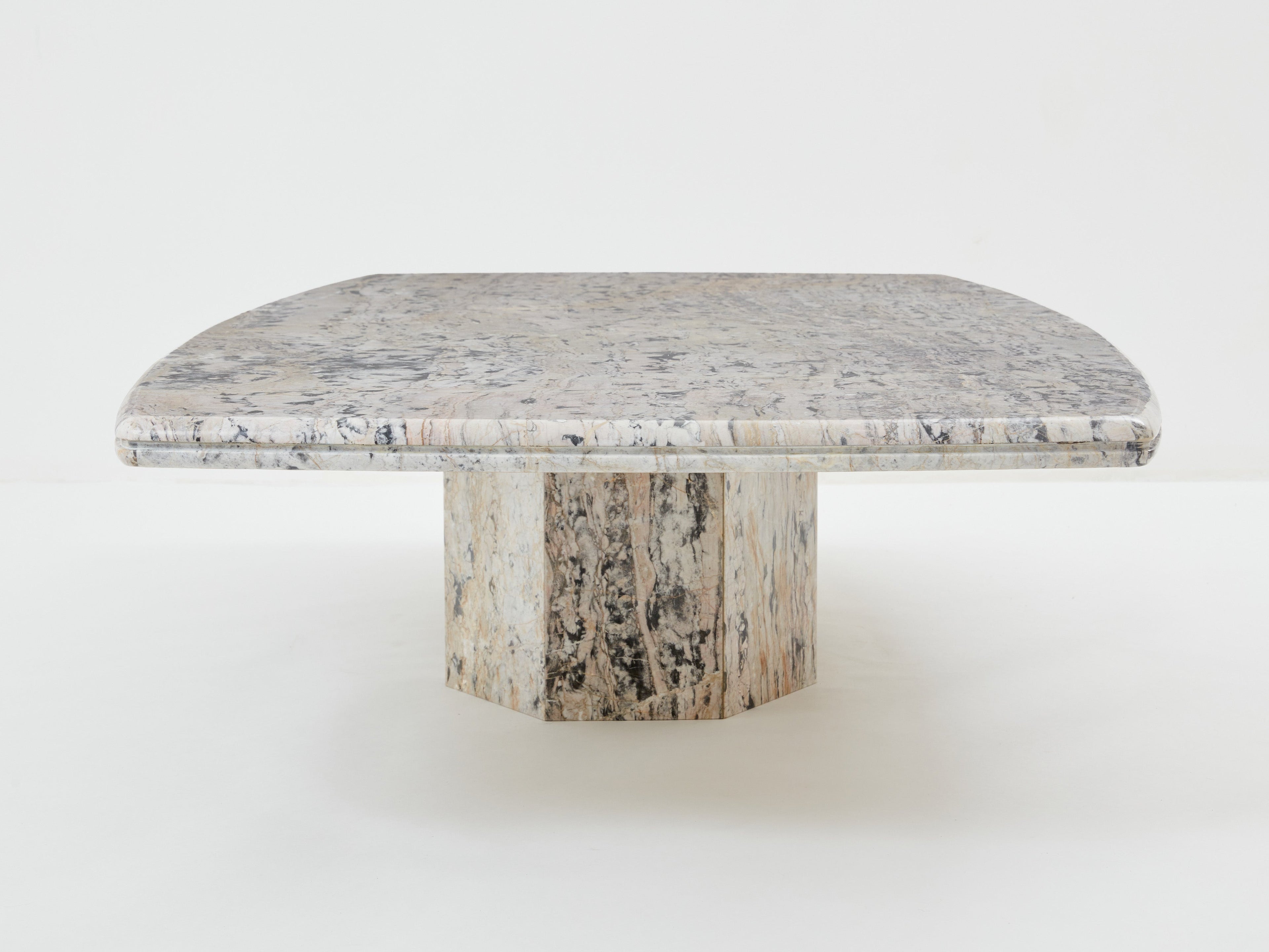Large coffee table Greige Sicilian marble 1970s