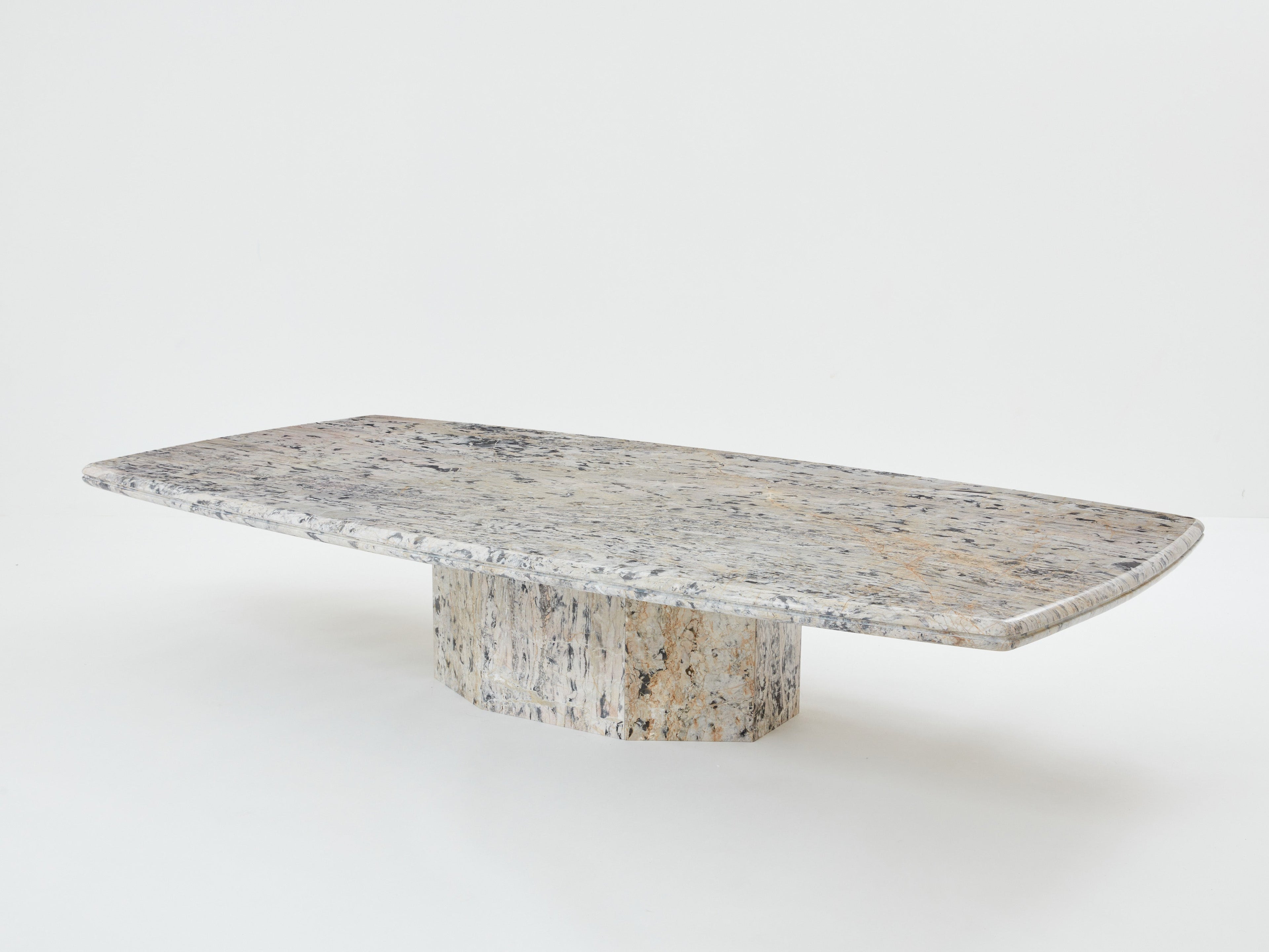 Large coffee table Greige Sicilian marble 1970s
