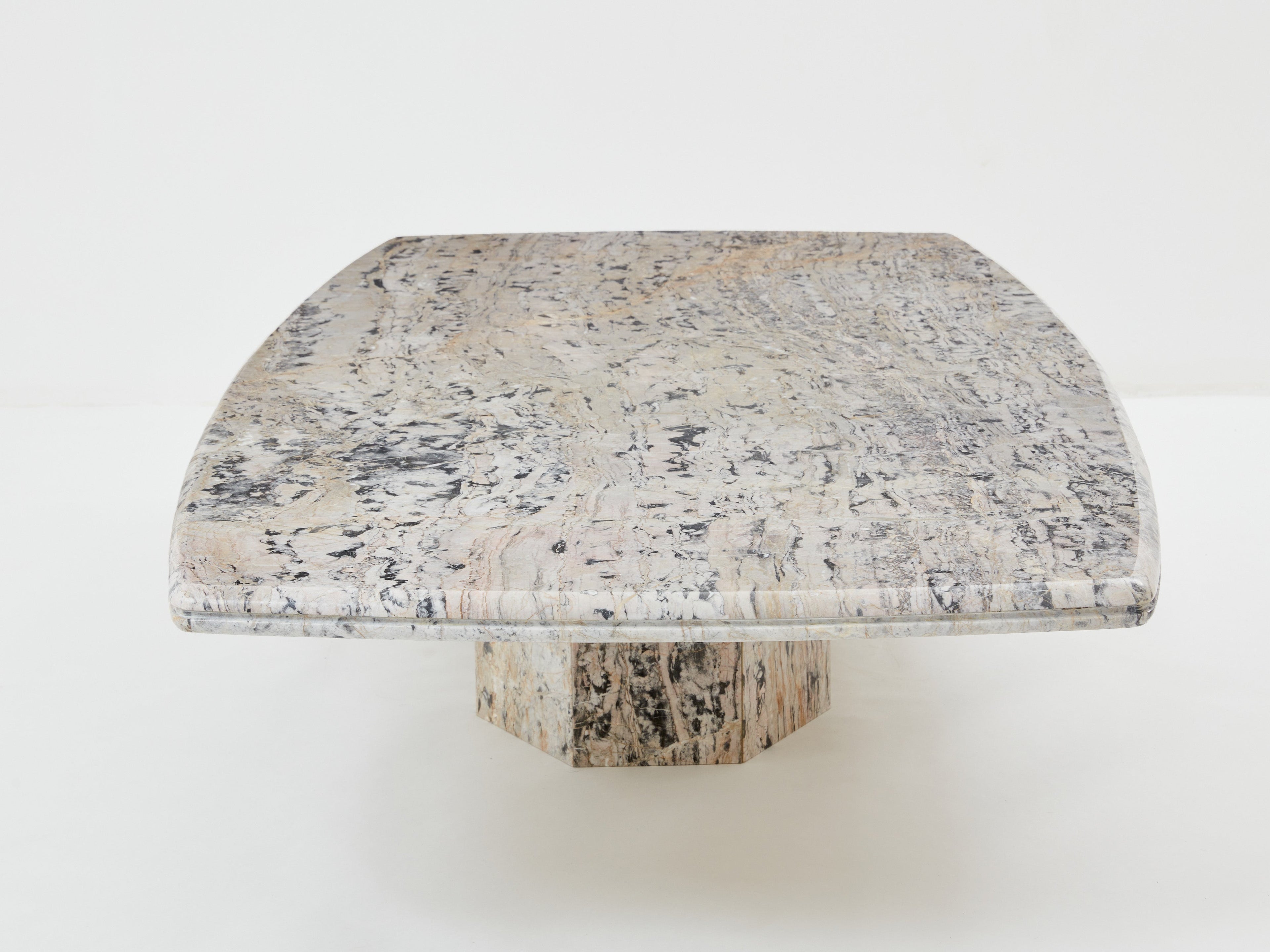 Large coffee table Greige Sicilian marble 1970s