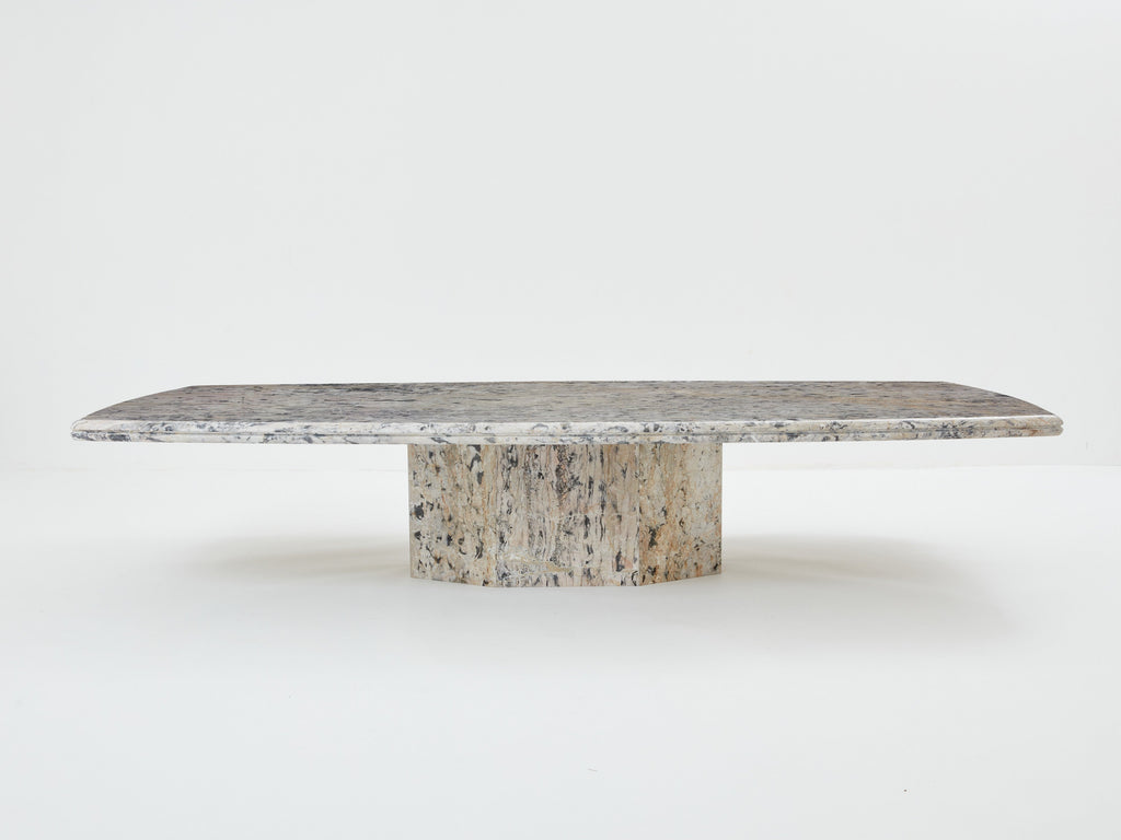 Large coffee table Greige Sicilian marble 1970s