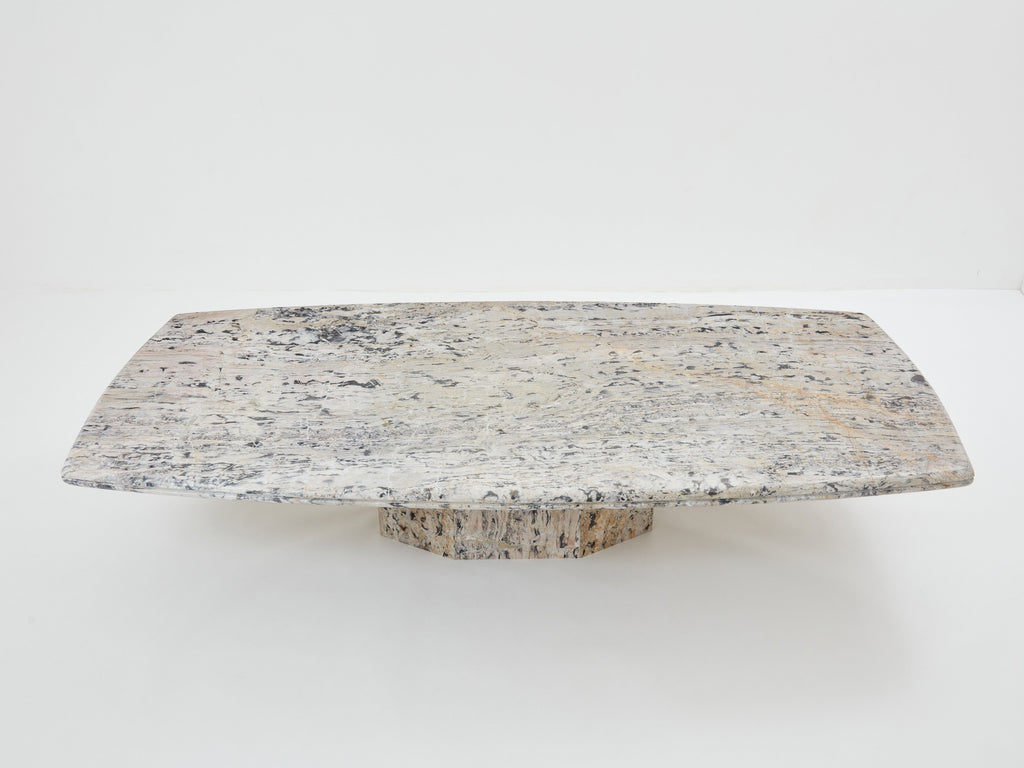 Large coffee table Greige Sicilian marble 1970s