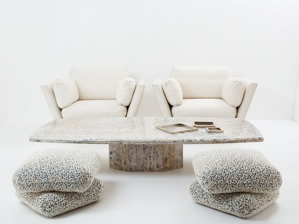 Large coffee table Greige Sicilian marble 1970s