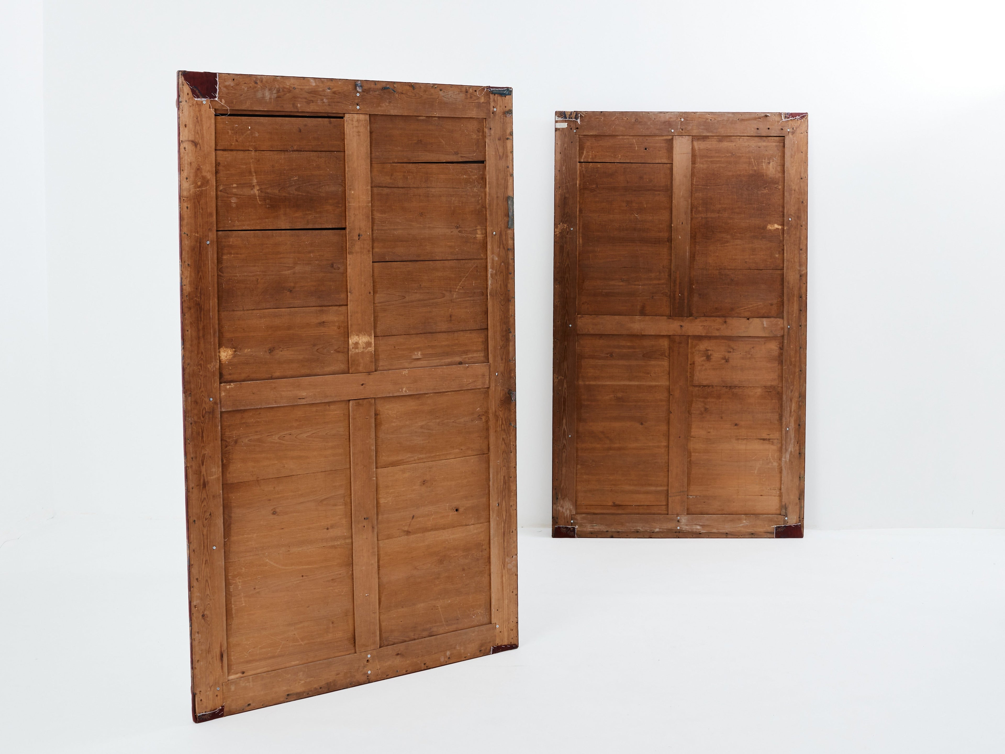 Large pair of French 19th Century gilt faux bamboo upholstery mirrors
