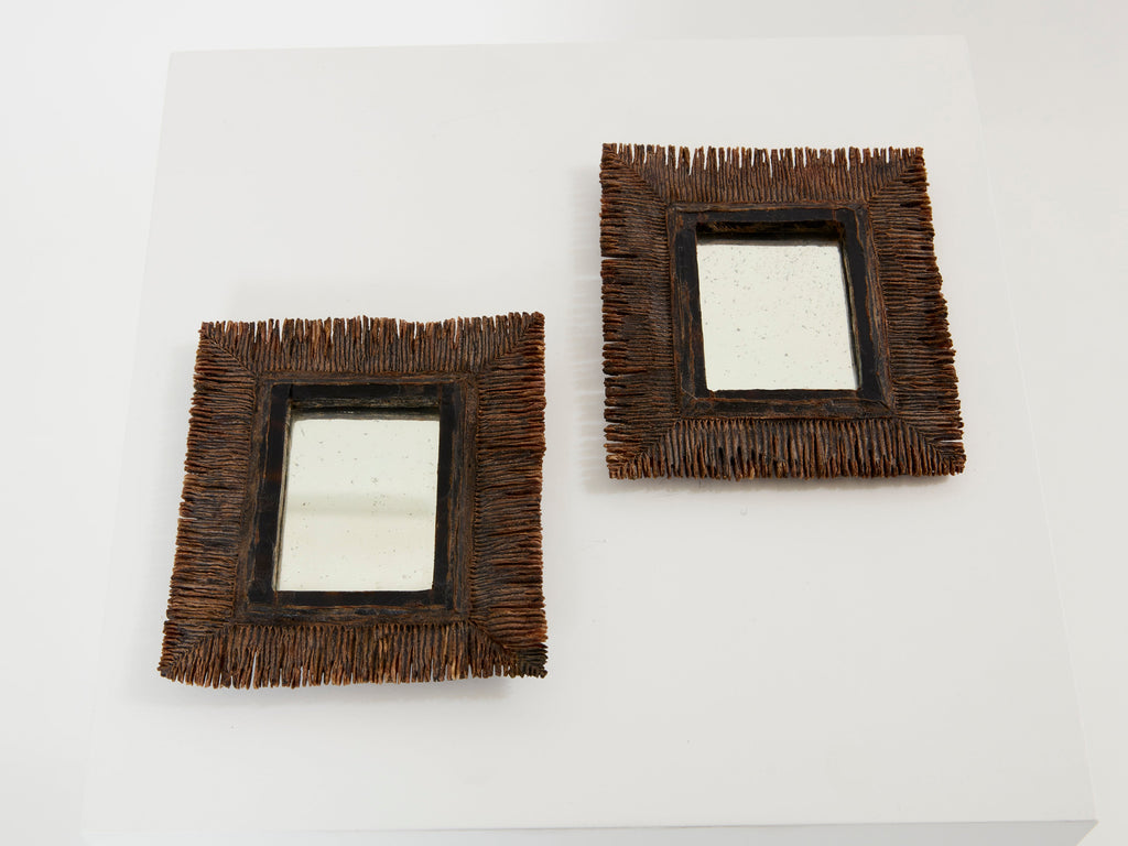 Line Vautrin pair of déchiquetée talosel resin mirrors 1960