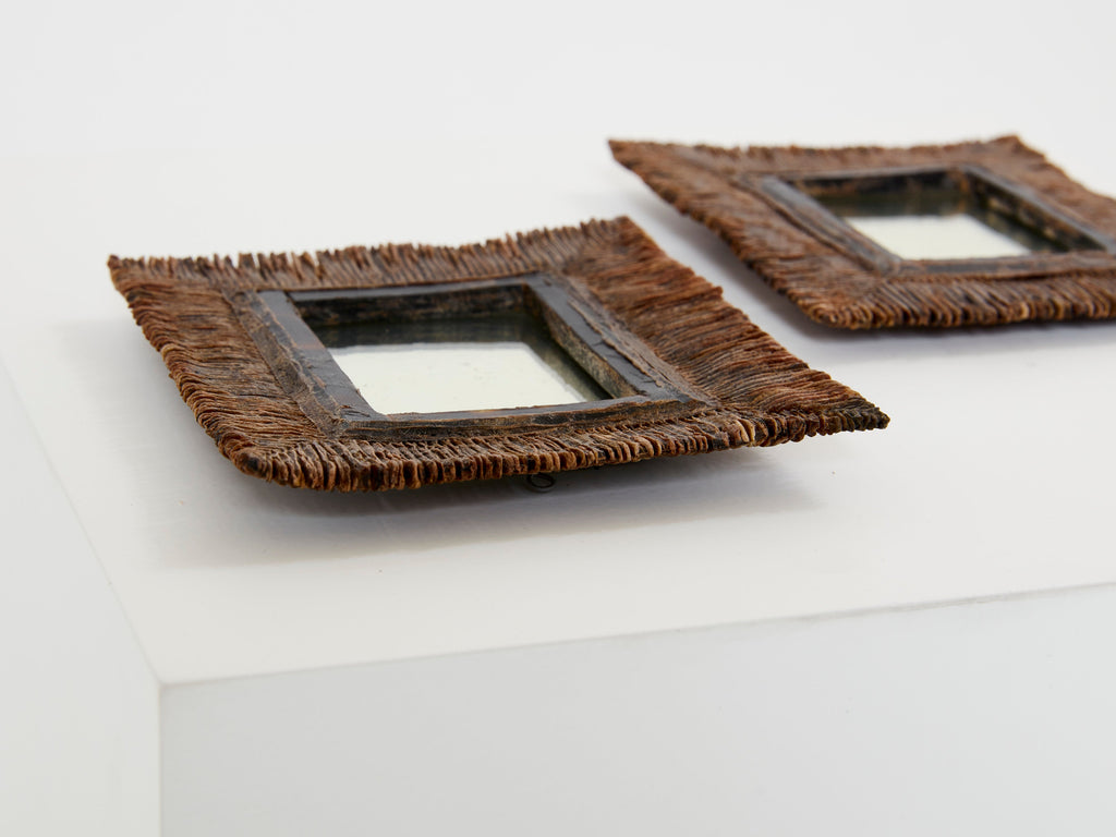 Line Vautrin pair of déchiquetée talosel resin mirrors 1960
