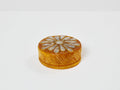 Line Vautrin yellow talosel marguerite mirror round box 1960
