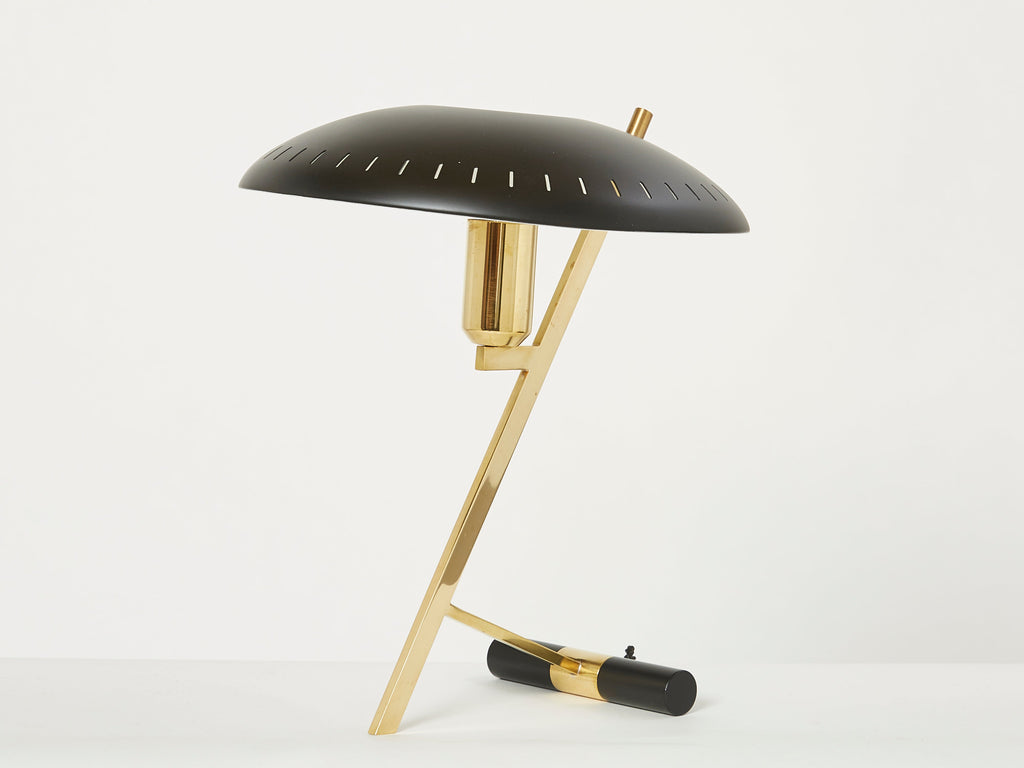 Louis Kalff for Philips Z Decora desk lamp black metal brass 1950s
