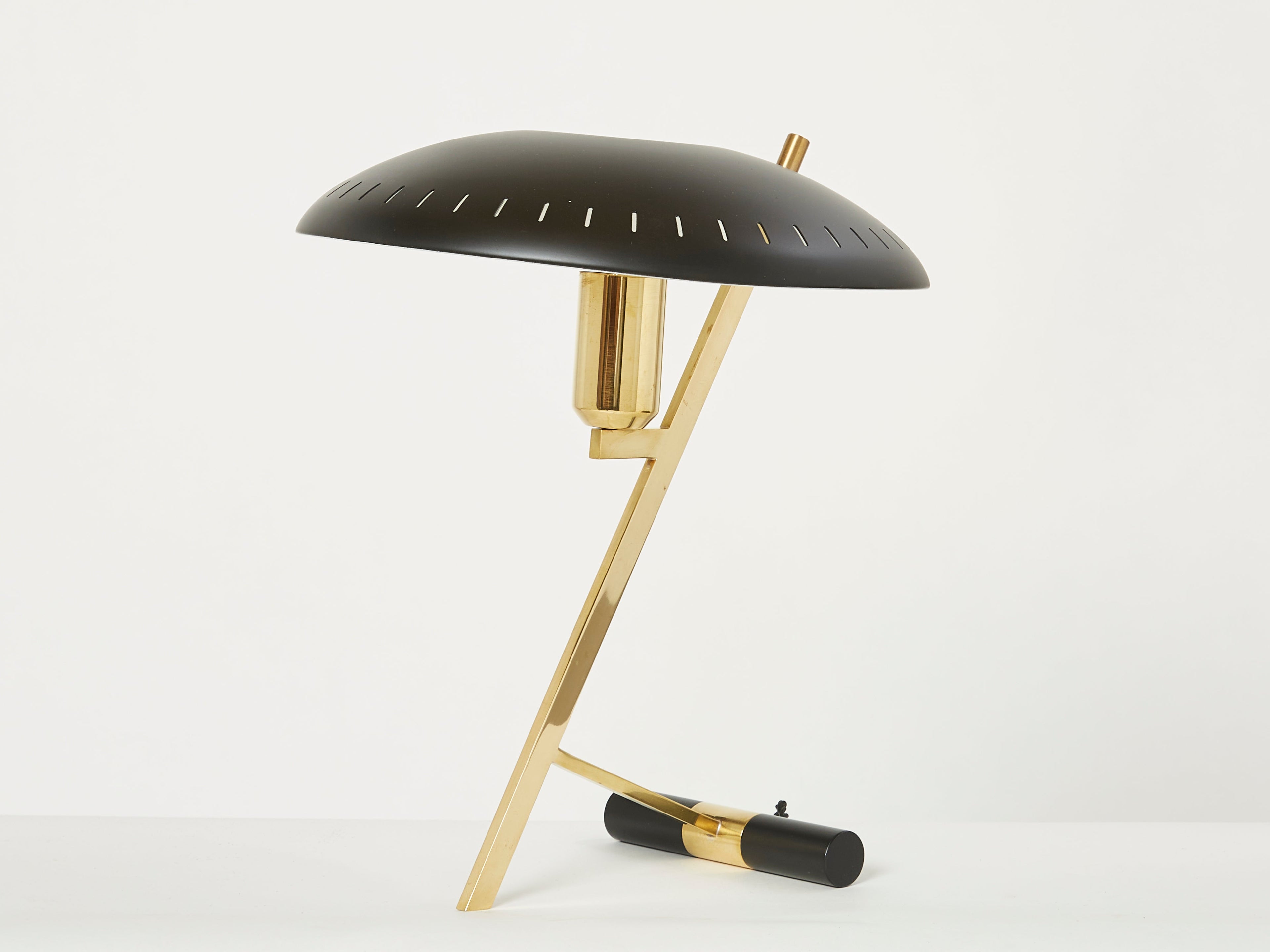 Louis Kalff for Philips Z Decora desk lamp black metal brass 1950s