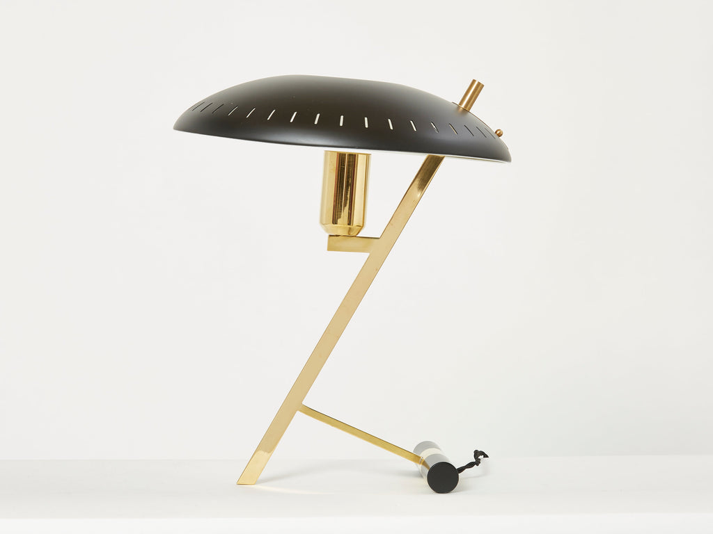 Louis Kalff for Philips Z Decora desk lamp black metal brass 1950s