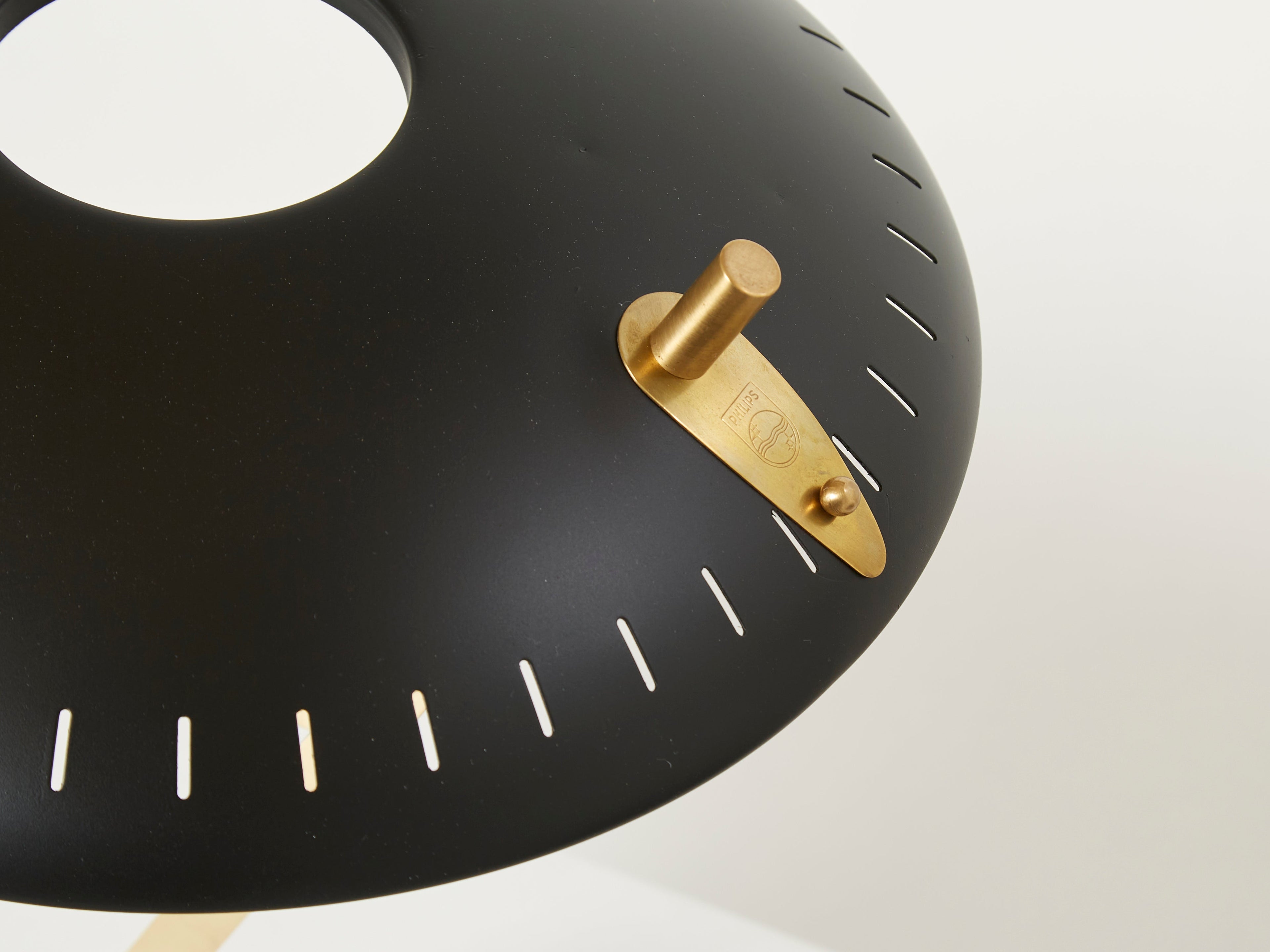 Louis Kalff for Philips Z Decora desk lamp black metal brass 1950s