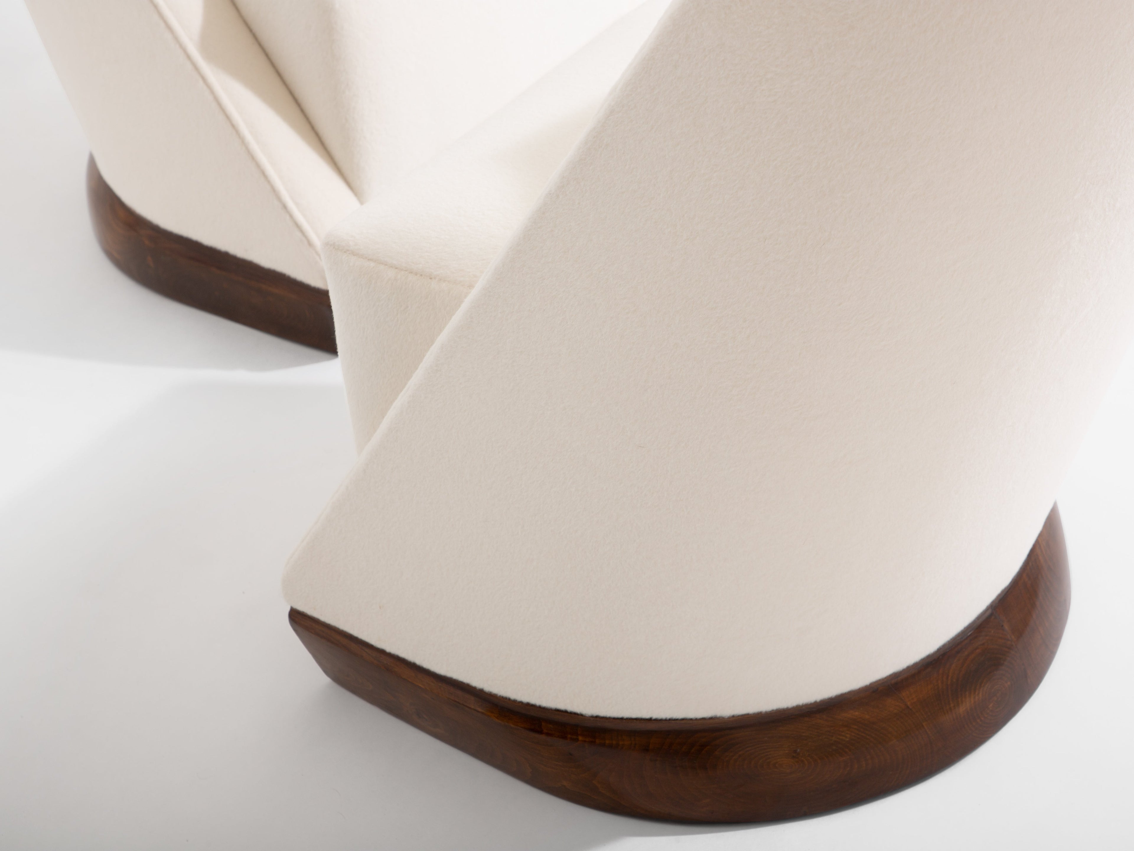 Louis Sognot pair of modernist armchairs walnut white alpaca 1927