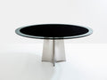 Luigi Saccardo for Arrmet brushed steel black glass dining table 1970s