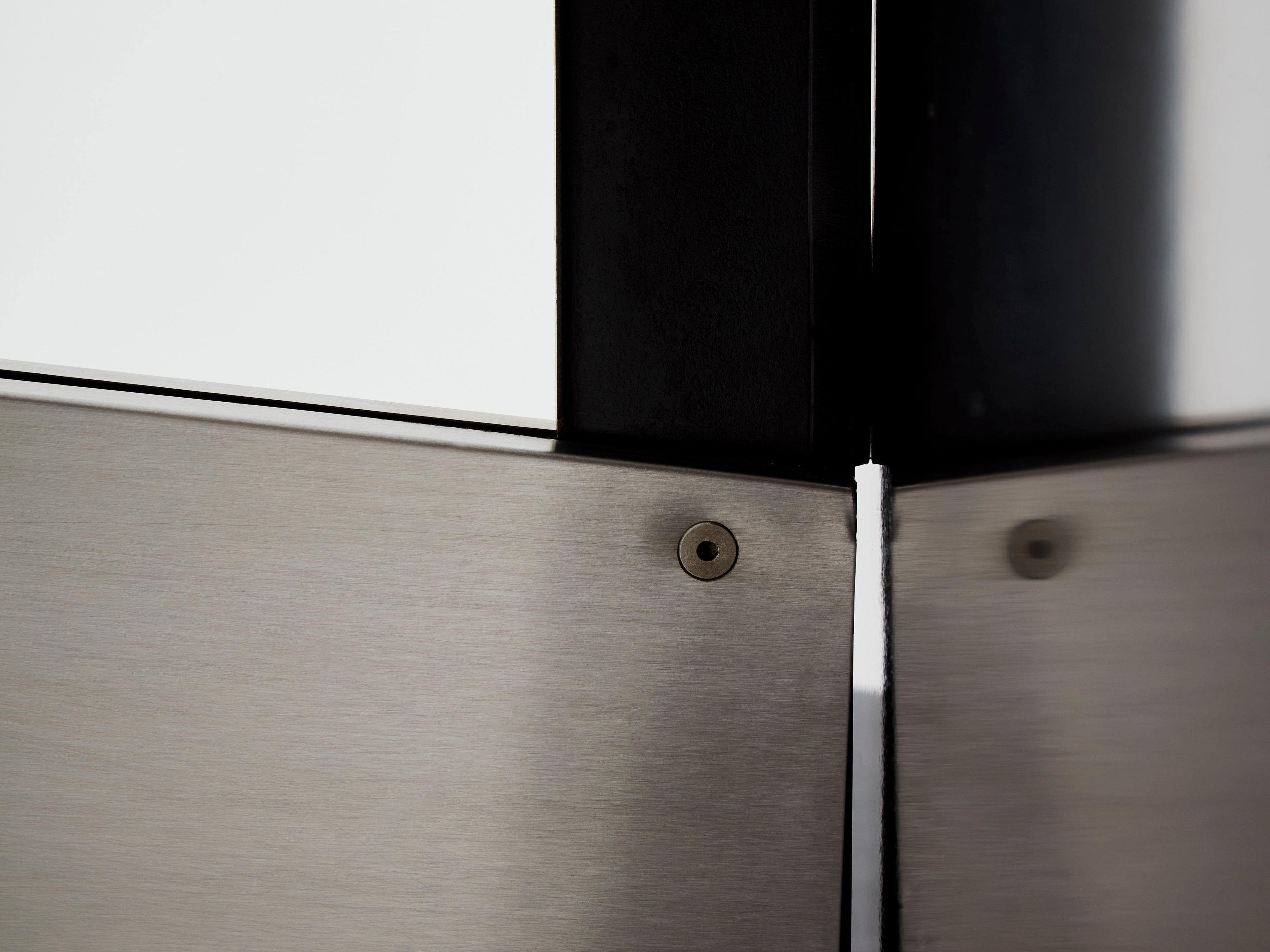 Luigi Saccardo for Arrmet brushed steel black glass dining table 1970s
