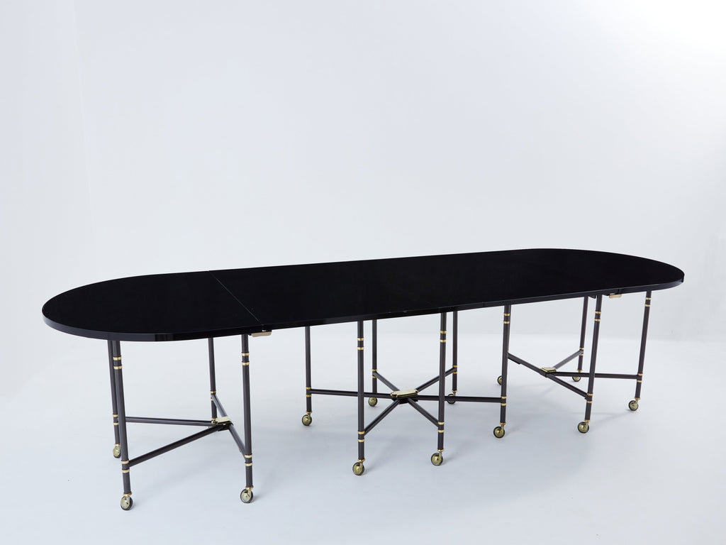 Maison Jansen Royal dining table black lacquered top 1960s