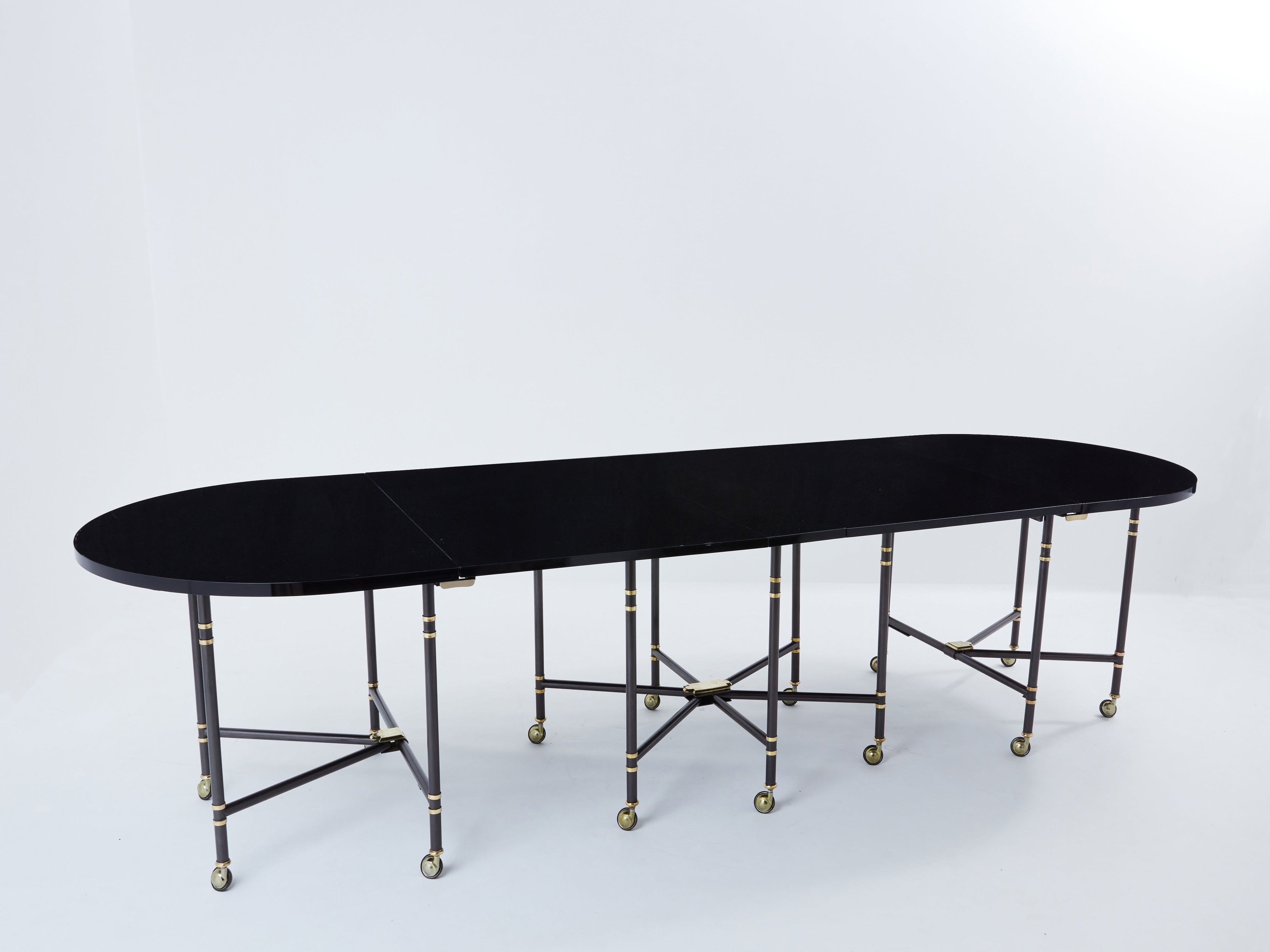 Maison Jansen Royal dining table black lacquered top 1960s