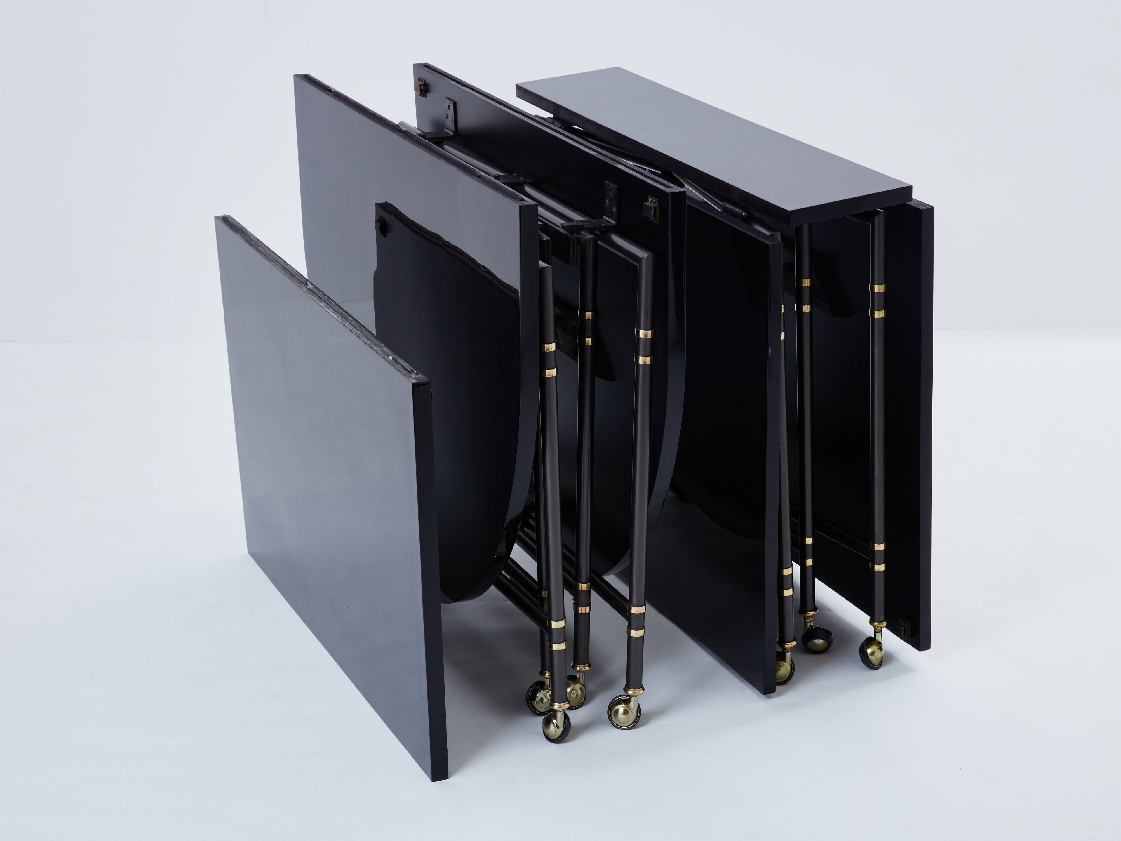 Maison Jansen Royal dining table black lacquered top 1960s
