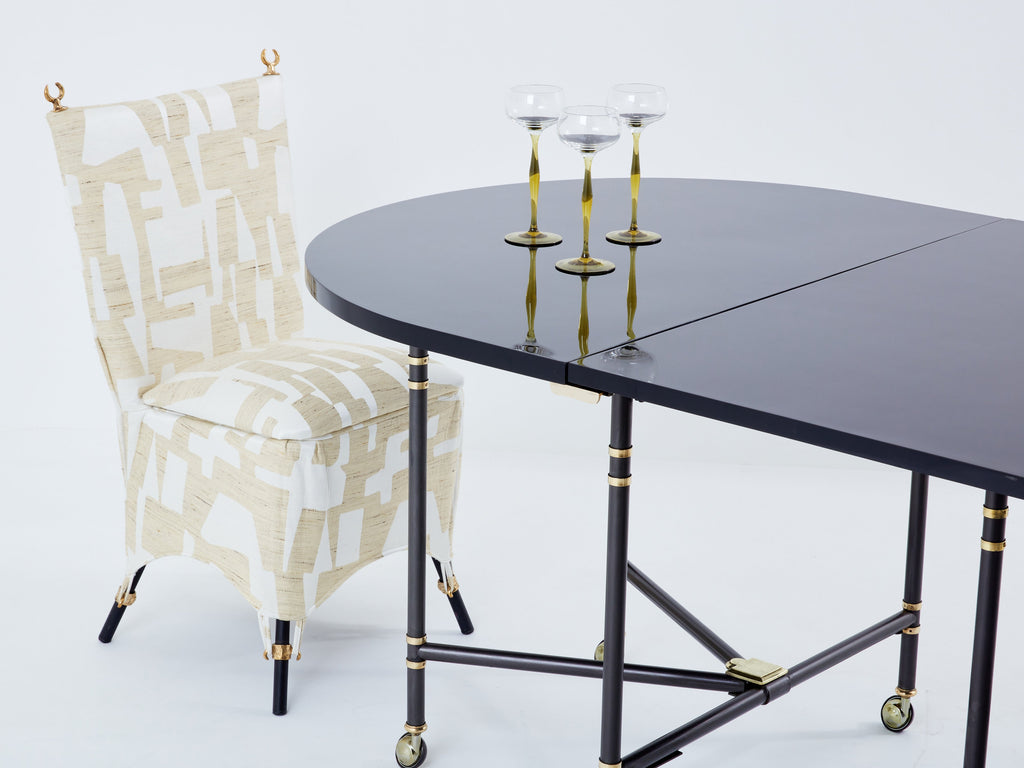 Maison Jansen Royal dining table black lacquered top 1960s