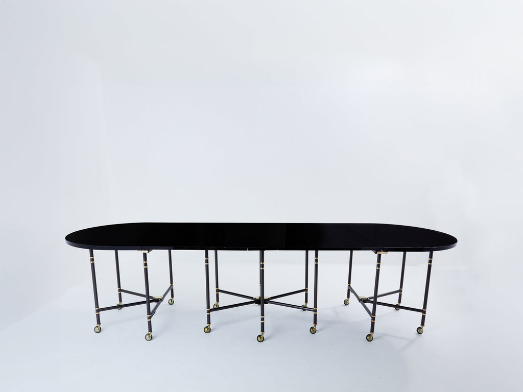 Maison Jansen Royal dining table black lacquered top 1960s
