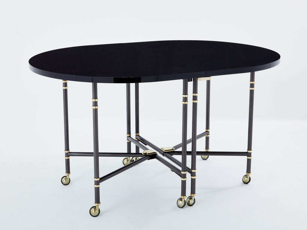 Maison Jansen Royal dining table black lacquered top 1960s