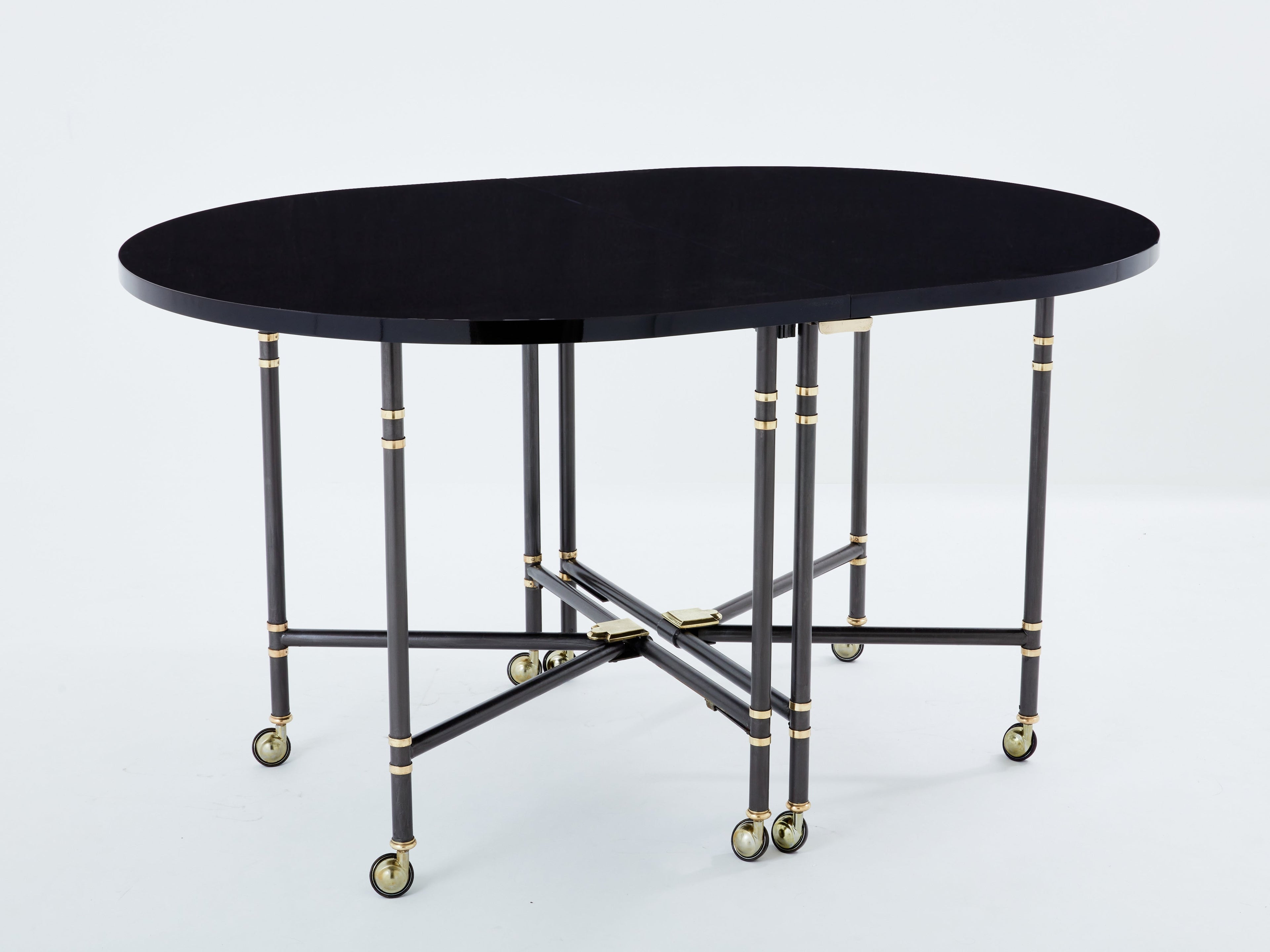 Maison Jansen Royal dining table black lacquered top 1960s