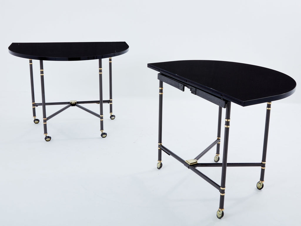 Maison Jansen Royal dining table black lacquered top 1960s