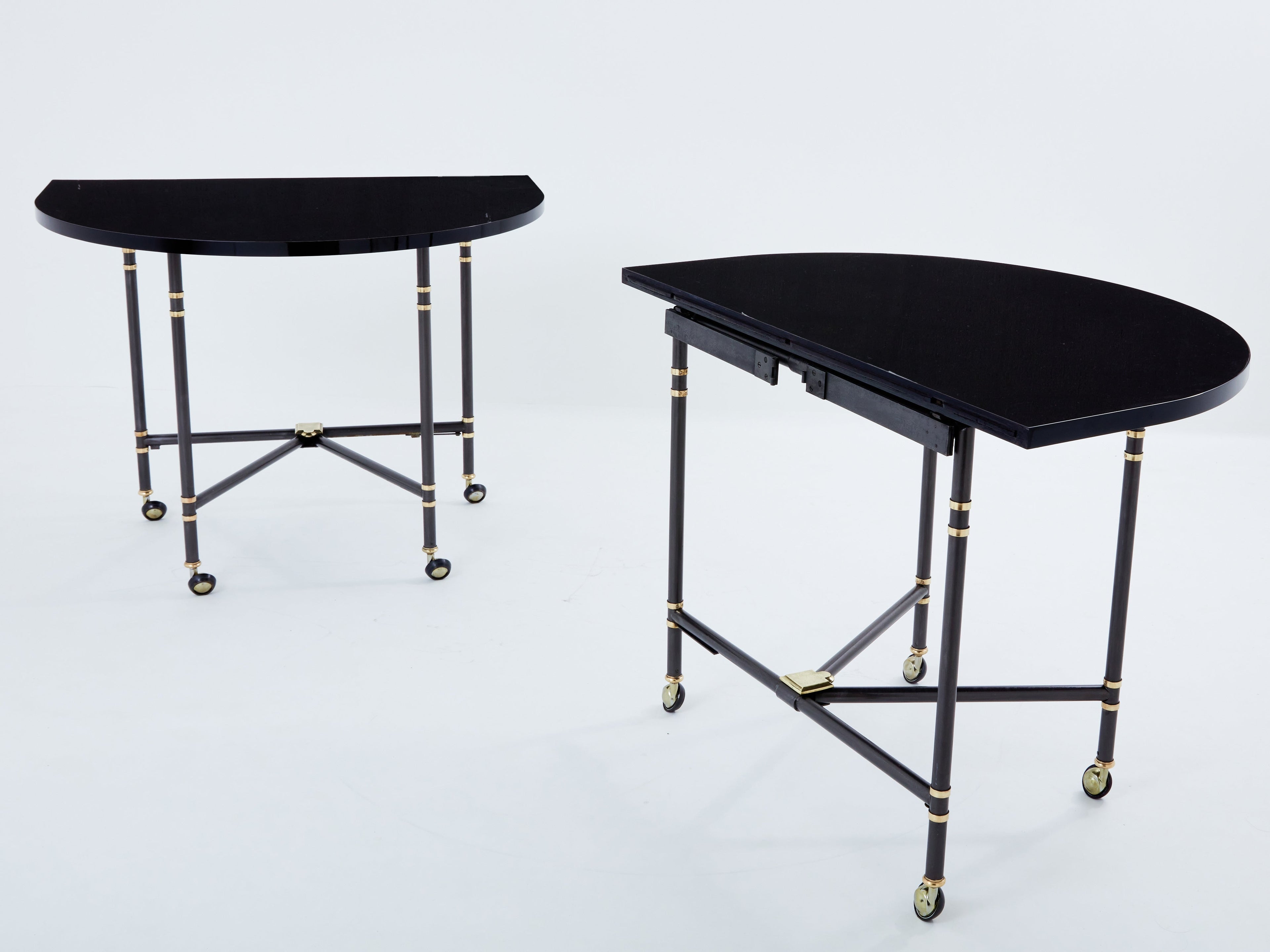 Maison Jansen Royal dining table black lacquered top 1960s