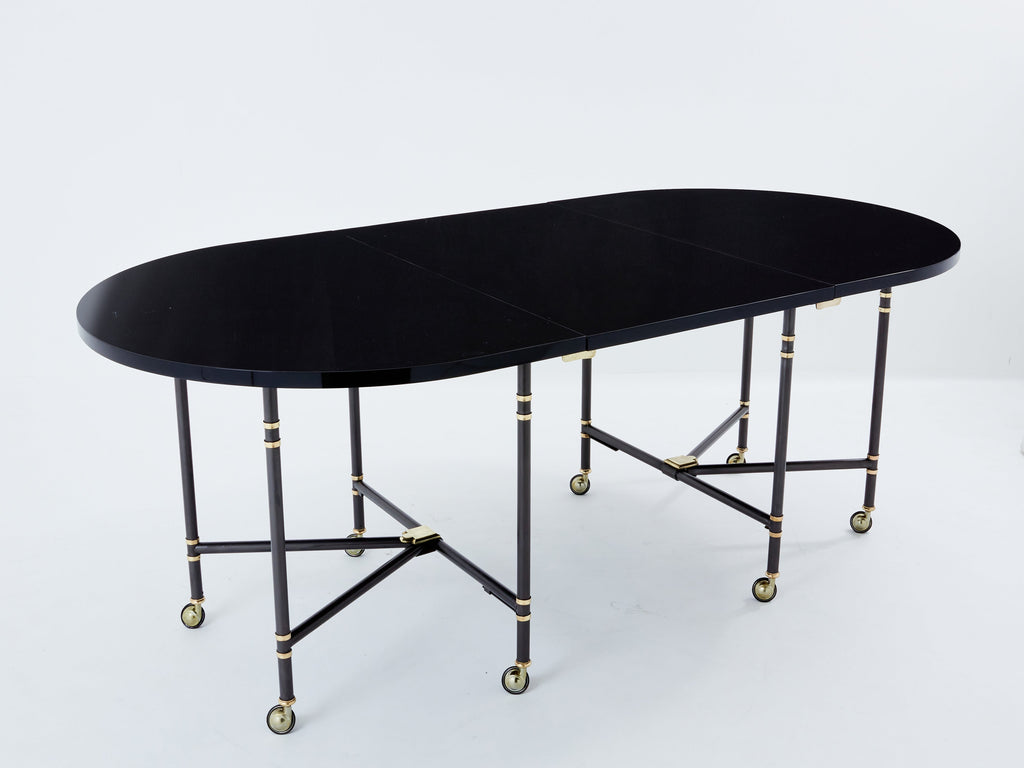 Maison Jansen Royal dining table black lacquered top 1960s