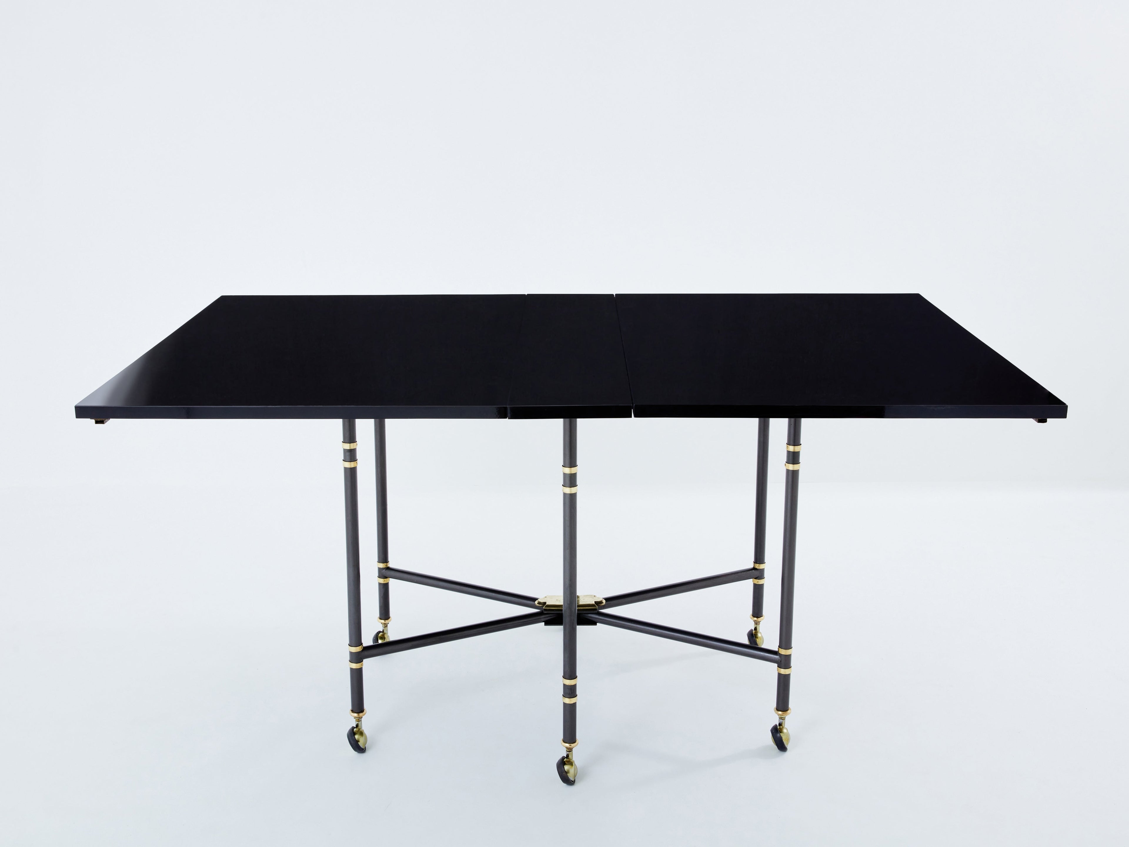 Maison Jansen Royal dining table black lacquered top 1960s