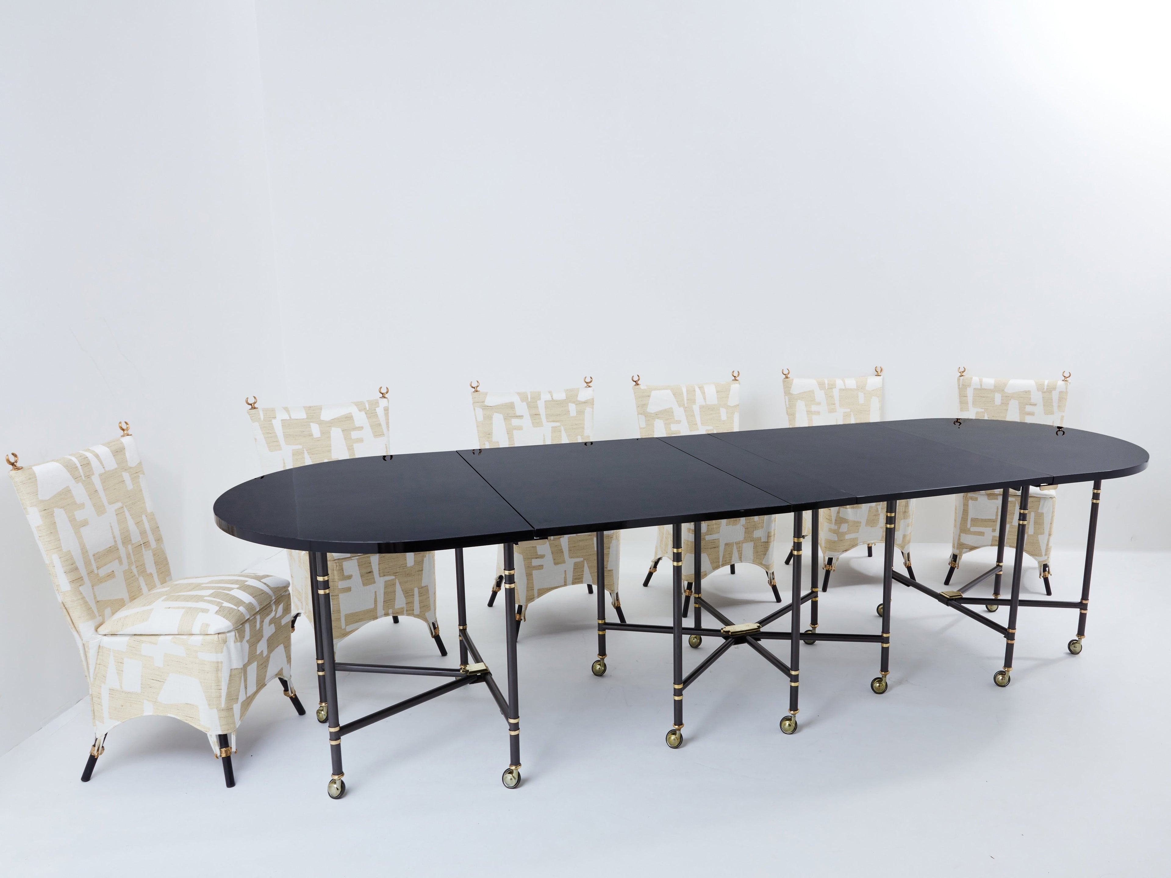 Maison Jansen Royal dining table black lacquered top 1960s