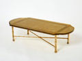 Maison Baguès bronze Saint Gobain gilded glass coffee table 1950s