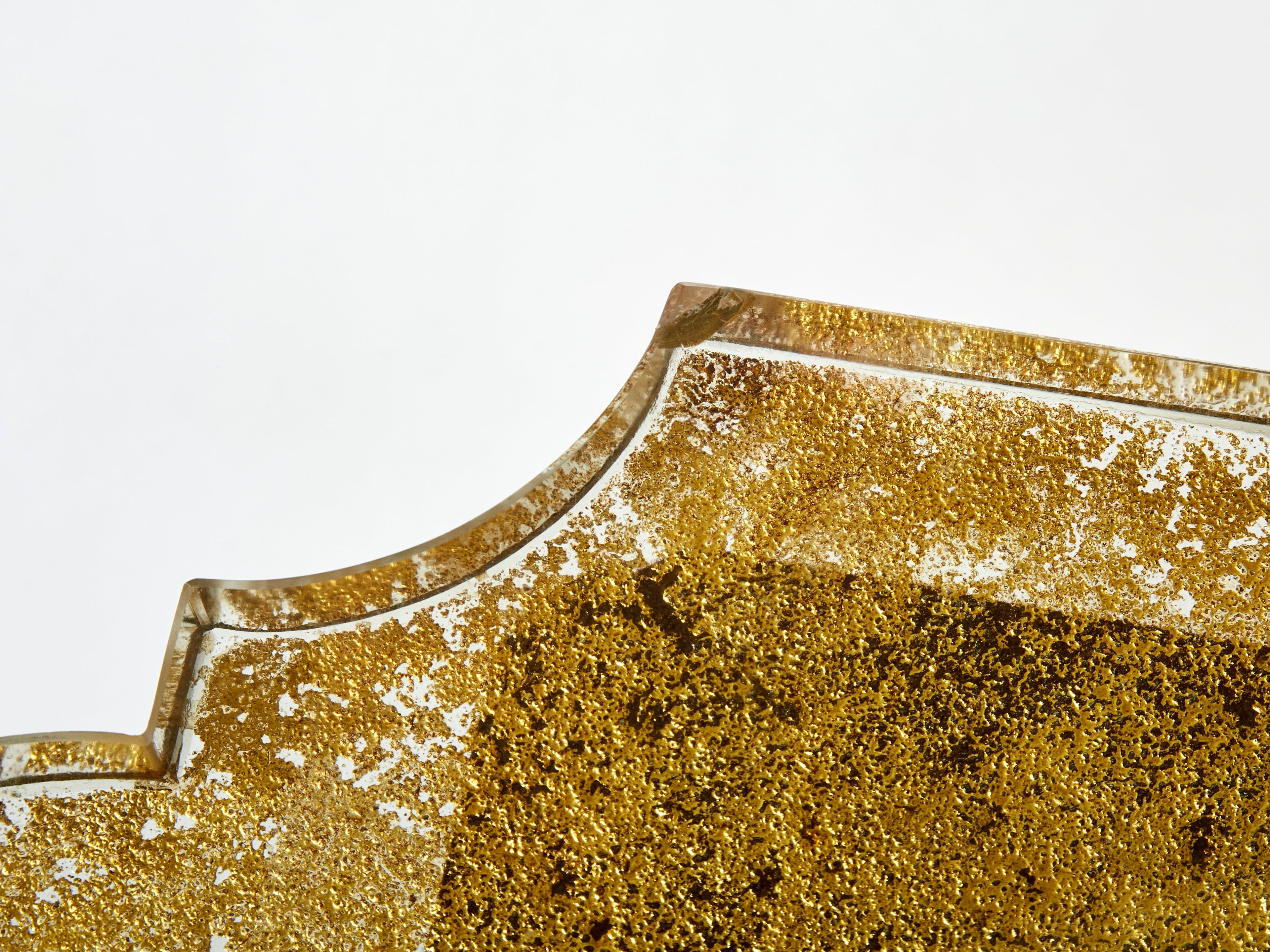 Maison Baguès bronze Saint Gobain gilded glass coffee table 1950s
