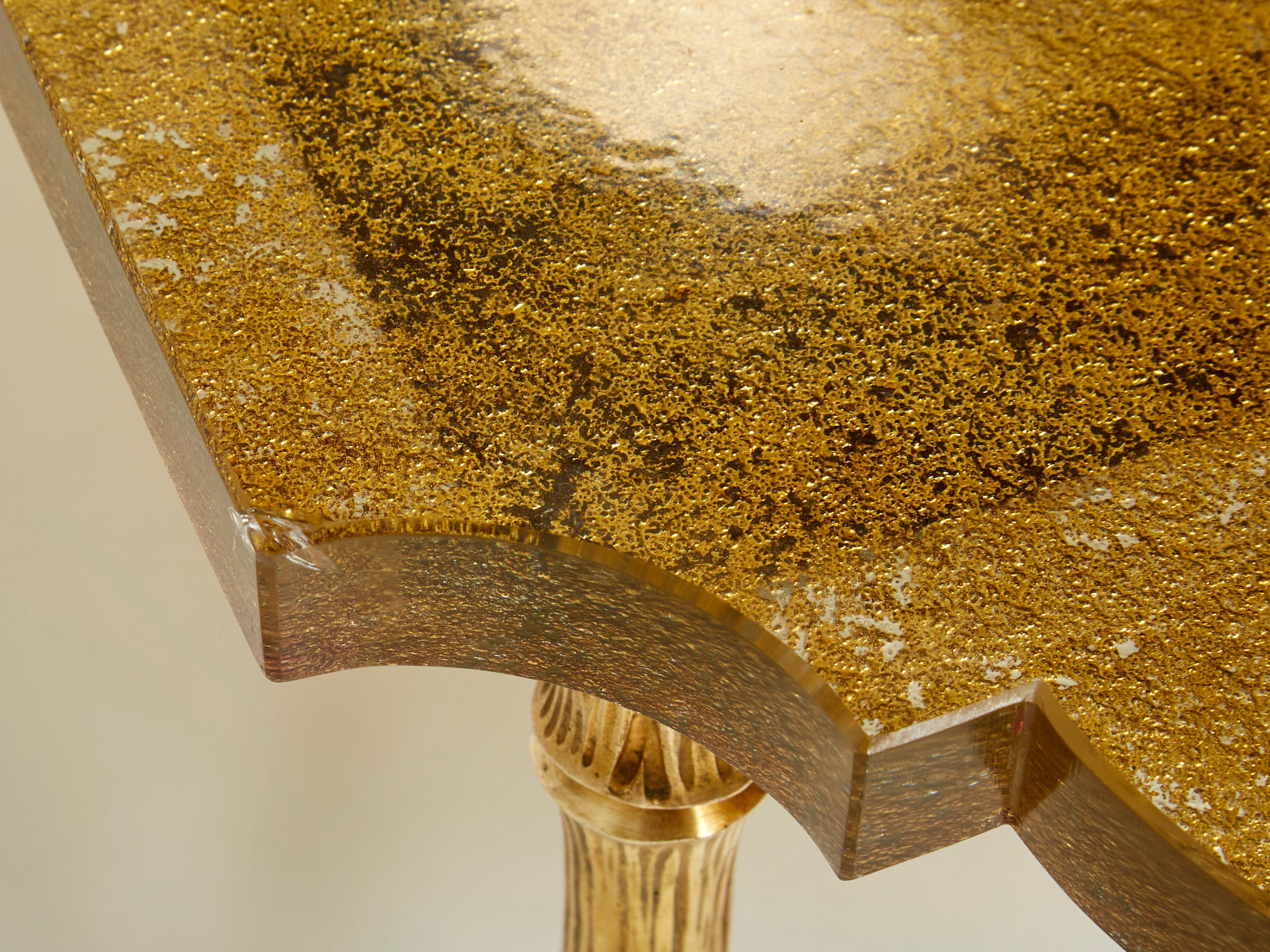 Maison Baguès bronze Saint Gobain gilded glass coffee table 1950s