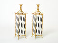 Pair of French Maison Baguès lantern lamps bamboo brass 1960s