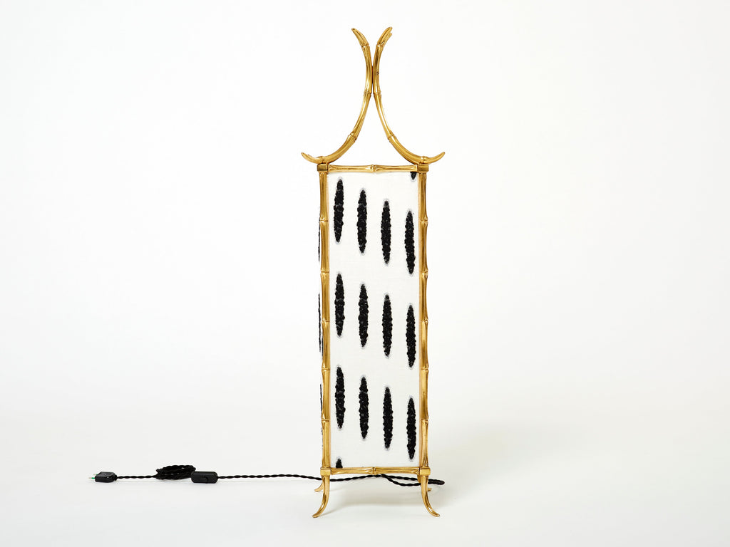 Pair of French Maison Baguès lantern lamps bamboo brass 1960s
