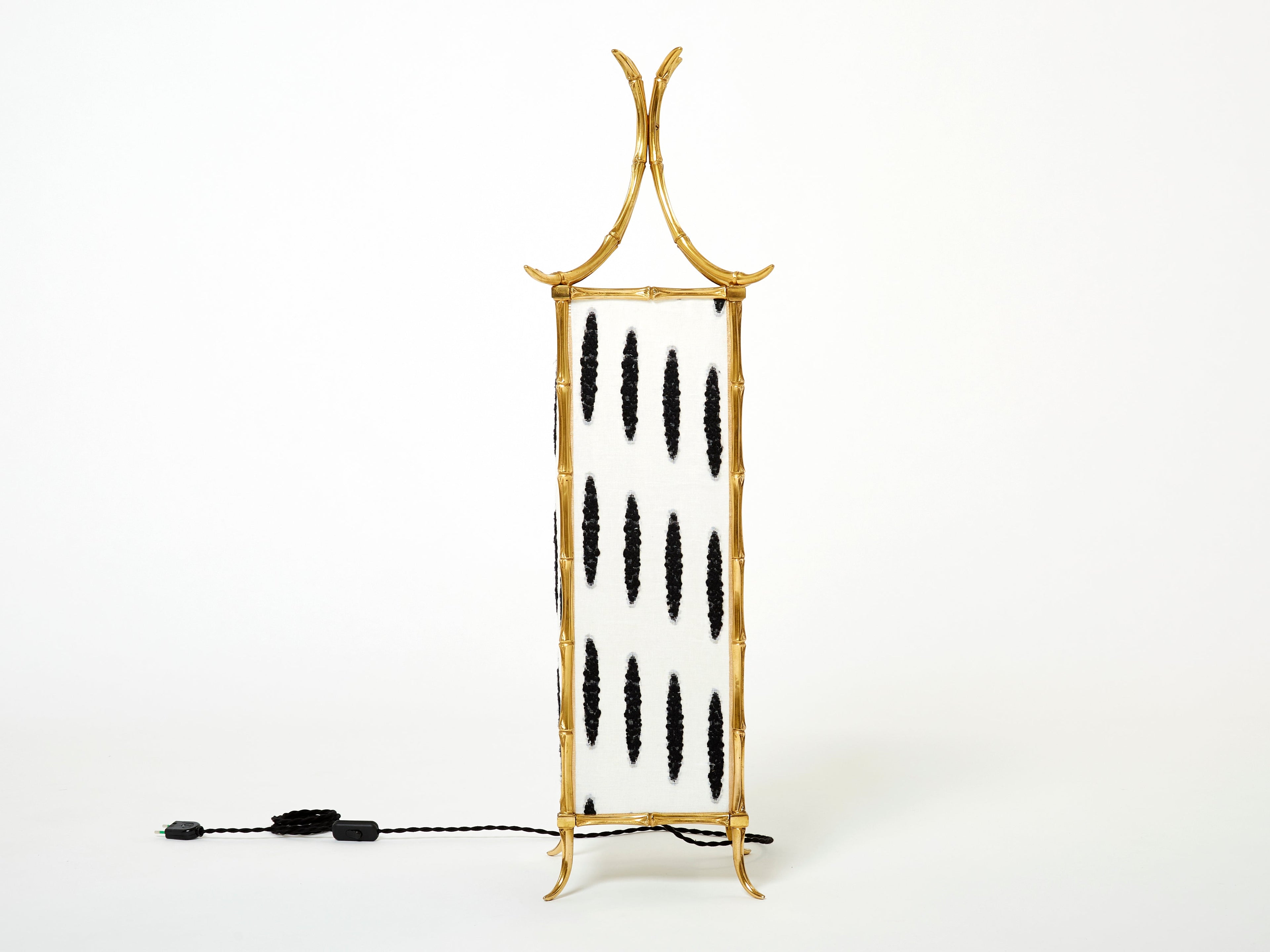 Pair of French Maison Baguès lantern lamps bamboo brass 1960s